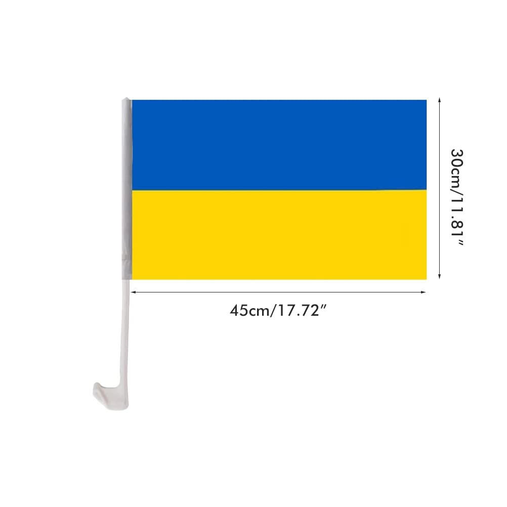 SFNTION Mini Ukraine Flag - UV Fade Resistant Ukrainian Car Window Clip Flag & Handheld Stick Banner - Perfect for Car Decor, Sporting Events & Patriotic Displays