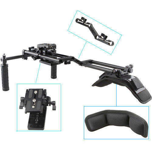 CAMVATE Professional Shoulder Mount Rig with Manfrotto Quick Release Plate & 15mm Rod System - Perfect for DSLR, Mirrorless Camera Stabilization & Film Making