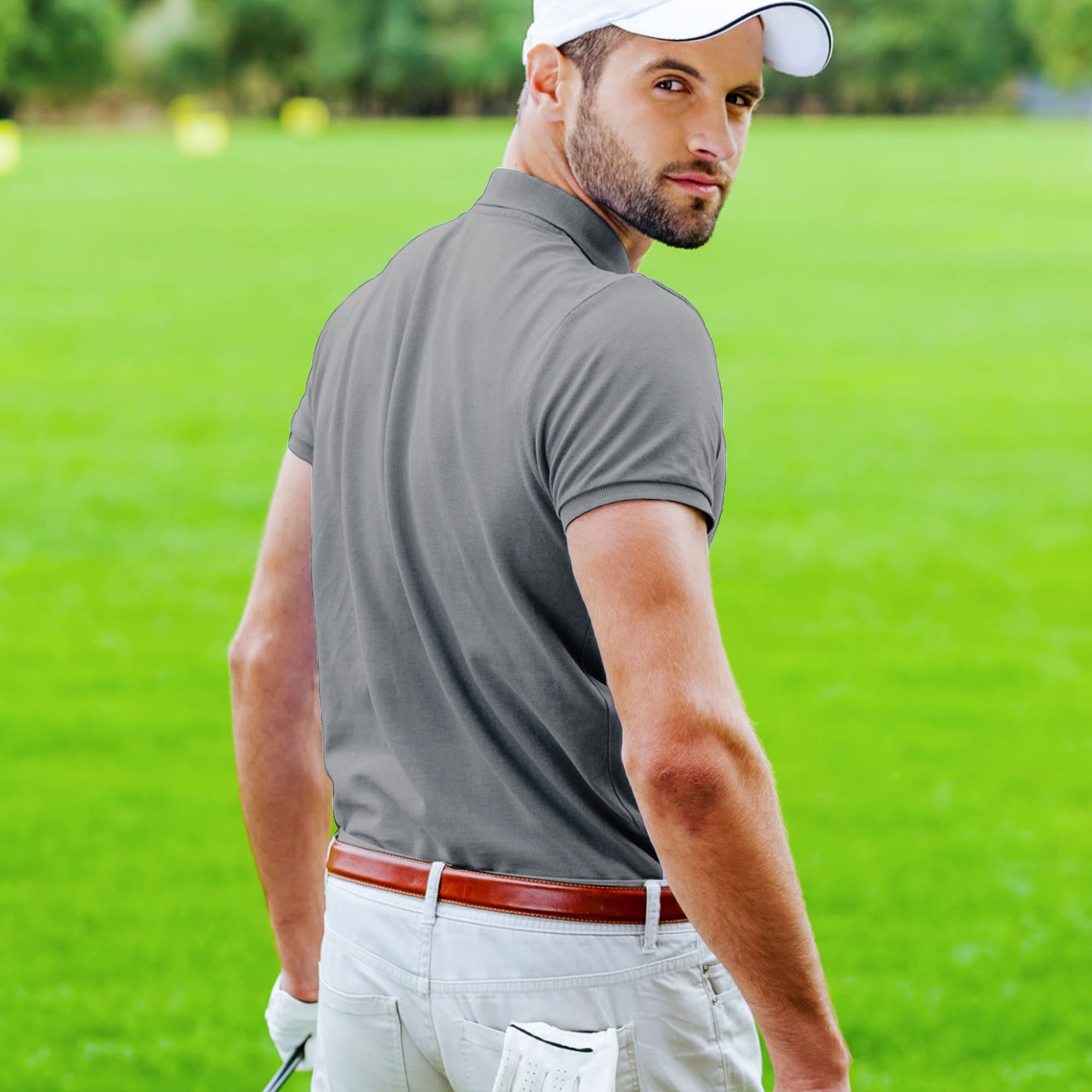 **Men's Quick Dry Moisture Wicking Golf Polo Shirts - Breathable Short Sleeve Casual Shirt for Golf, Work & Outdoor Activities**