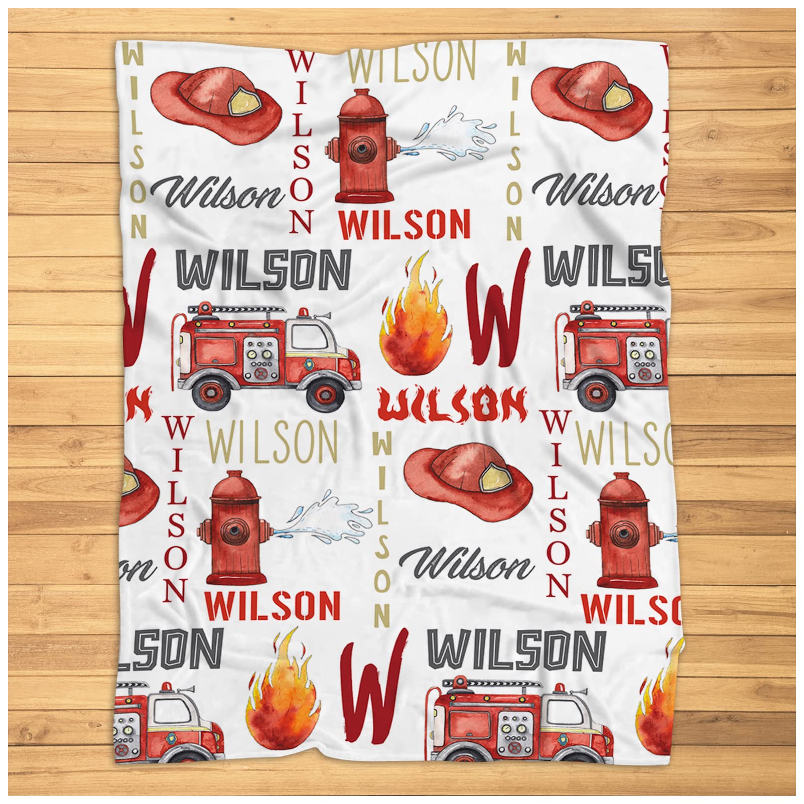 Personalized Fire Truck Baby Blanket with Custom Name - Super Soft Plush Fleece Receiving Blanket for Baby Boys - Perfect Firefighter Nursery Blanket for Baby Showers, Birthdays & Cozy Nap Time
