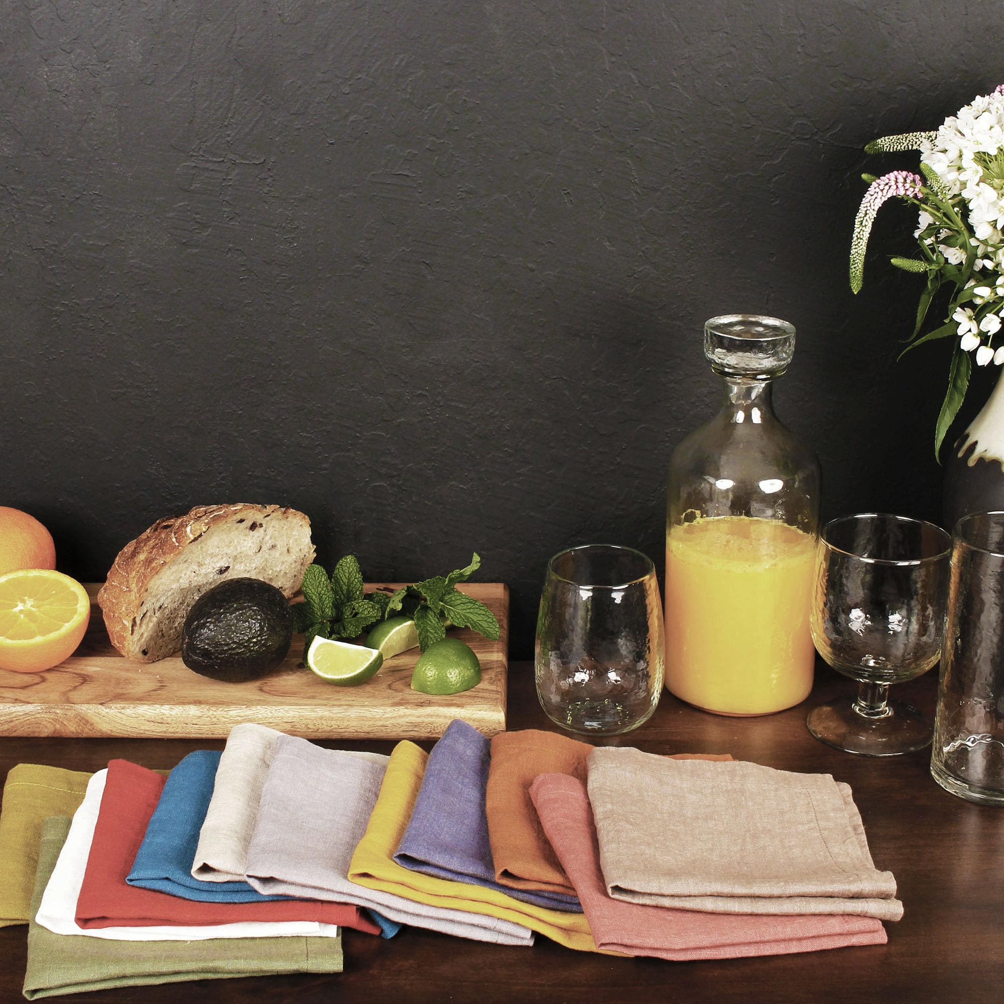 Premium Linen Tea Napkins Set of 4 - 100% Pure Prewashed & Preshrunk Linen - 12 x 12 Inch Handmade with Mitered Corners - Machine Washable & Easy Care (Withered Rose) - Perfect for Afternoon Tea, Dinner Parties & Elegant Table Settings