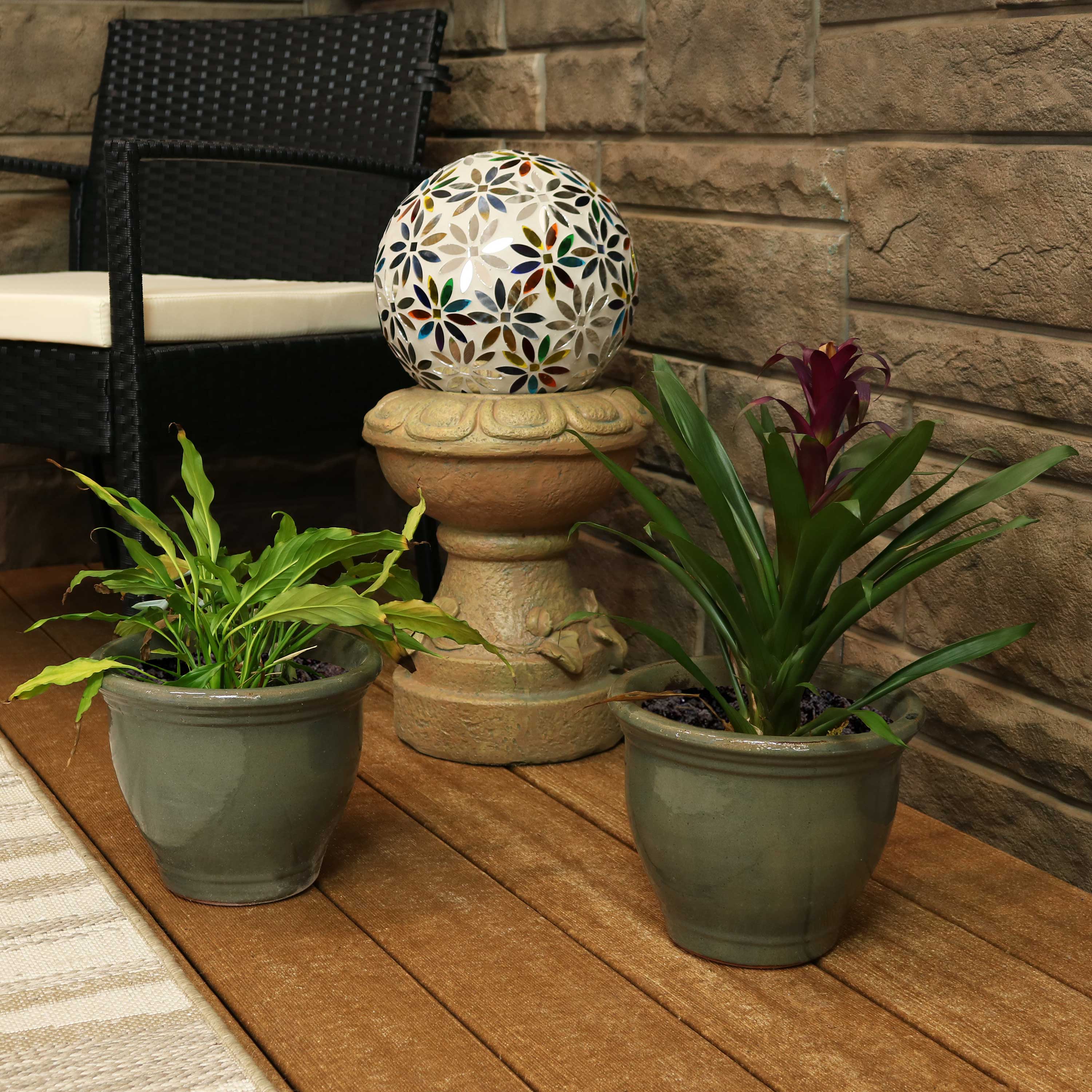 Premium Glazed Ceramic Plant Pots with Drainage Holes - Set of 2 Indoor/Outdoor Flower Planters for Home Decor, Garden & Patio