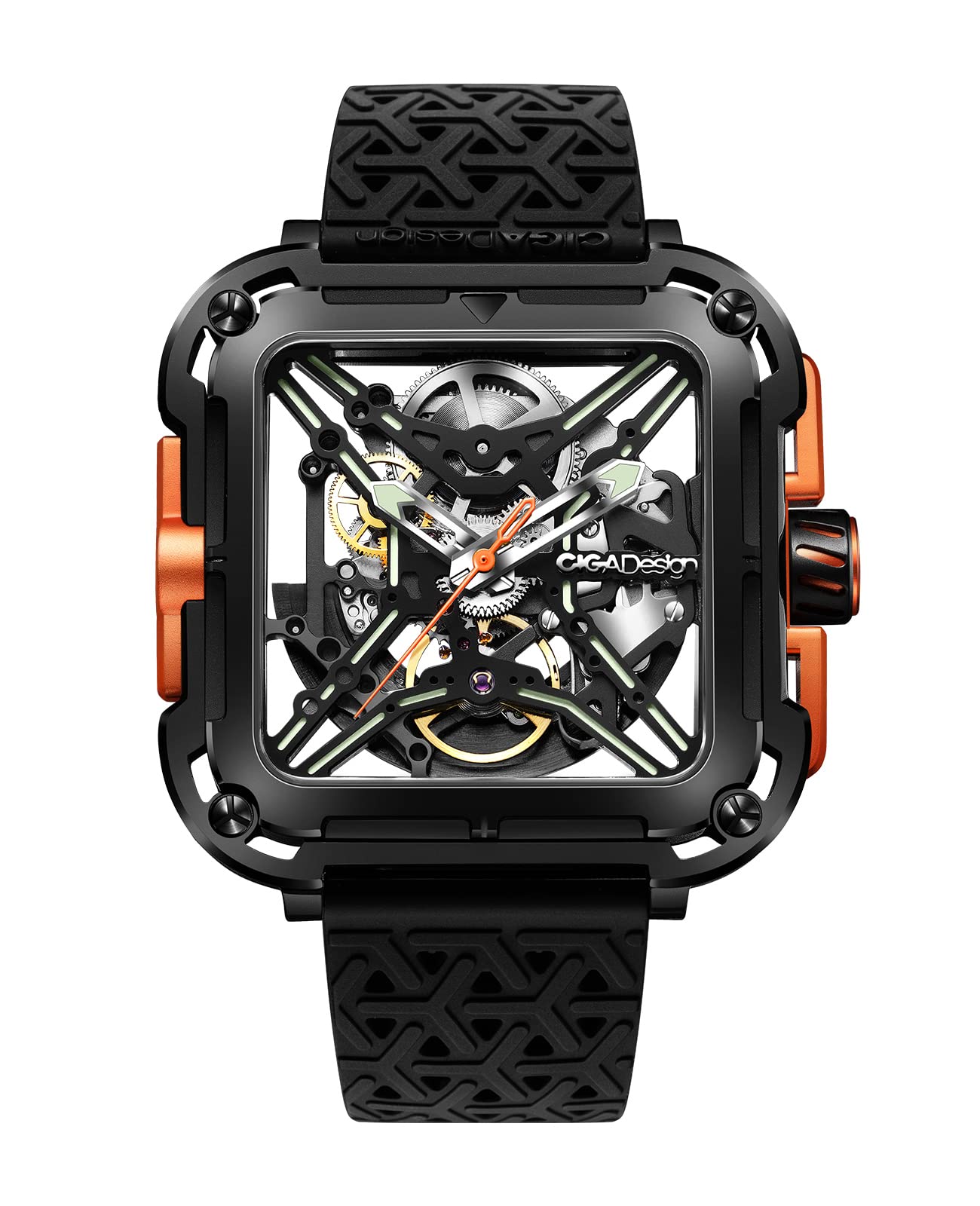 CIGA Design X Series Automatic Mechanical Watch - SUV Inspired Anti-Shock Design, Sapphire Crystal, Skeleton Dial with Silicone/Nylon Strap - Unisex Fashion Watch for Men & Women | Perfect for Outdoor Adventures, Business Meetings & Everyday Wear