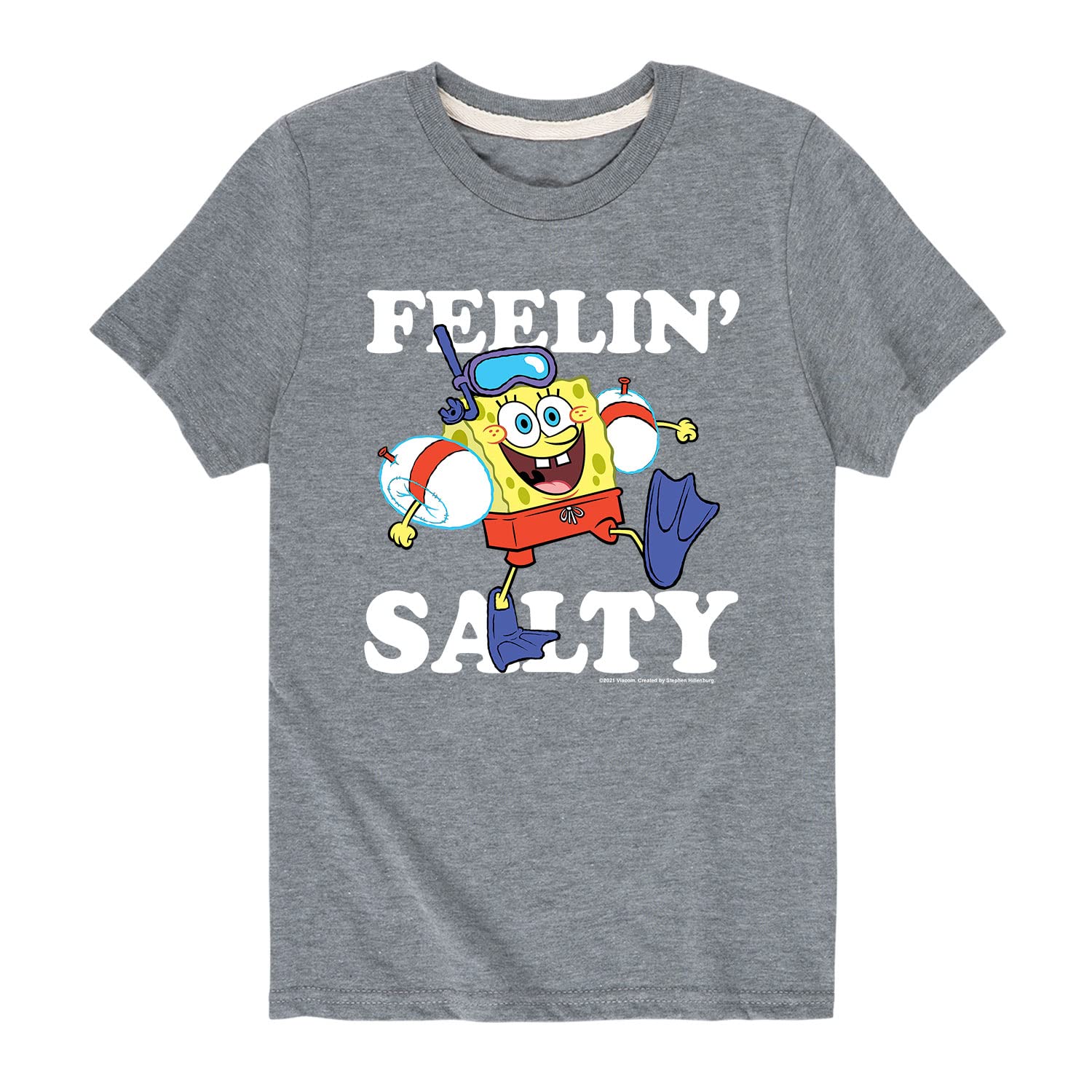 SpongeBob SquarePants 'Feelin Salty' Short Sleeve T-Shirt for Toddler & Youth Girls - Soft Cotton Kids Tee - Perfect for Playdates, Birthday Parties & Cartoon Lovers
