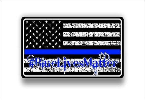 Blue Lives Matter Subdued American Flag Car Decals - Waterproof Vinyl Stickers (5 Inch) for Car Body, Door, Window - Perfect for Police Support & Patriotic Car Styling