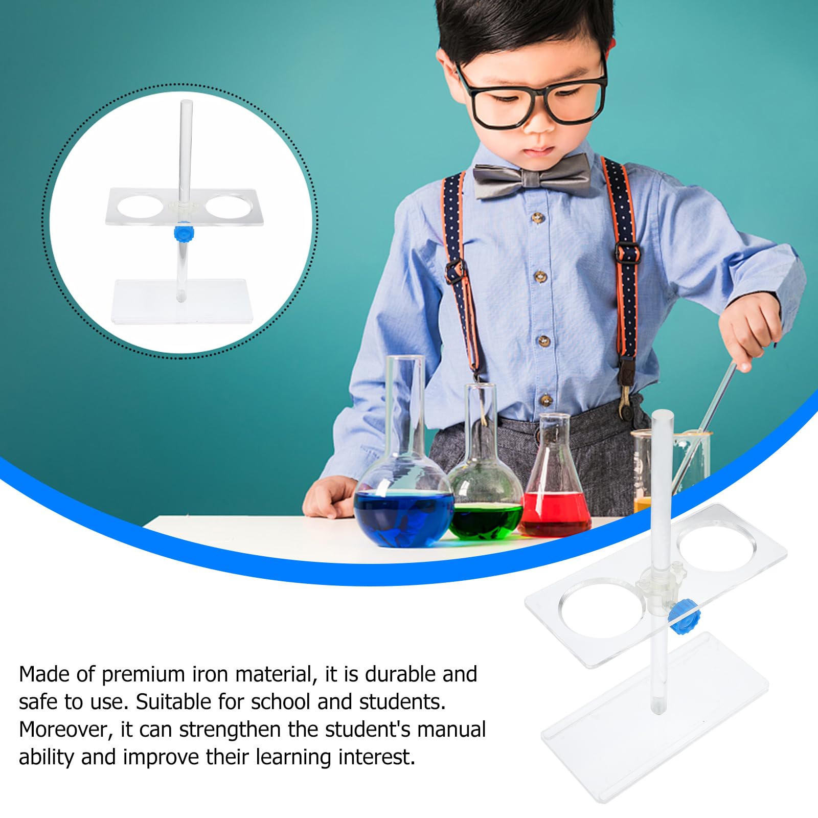 Adjustable Height Acrylic Funnel Stand with Holes - Durable Kitchen Funnel Holder for Bottle Filling, Lab Experiments & School Science Projects - Perfect for Home Brewing, DIY Crafts and Chemistry Labs
