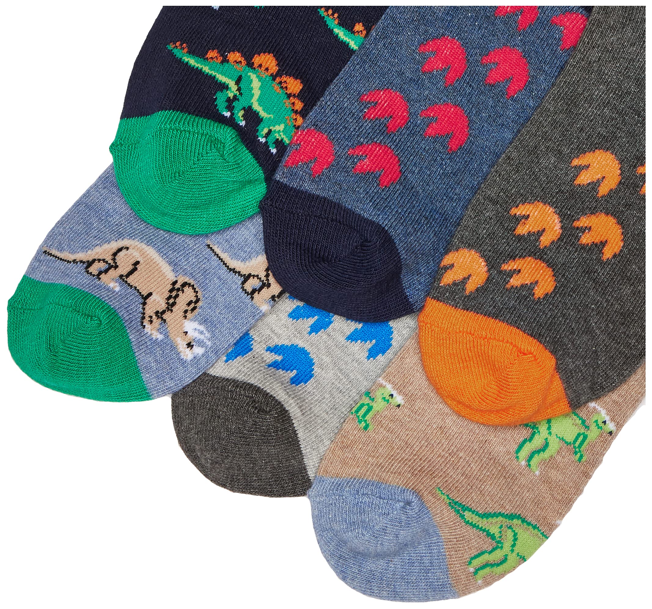 Jefferies Boys' Dinosaur Cotton Crew Socks 6 Pack - Soft & Comfortable Kids Socks for School, Play & Everyday Wear