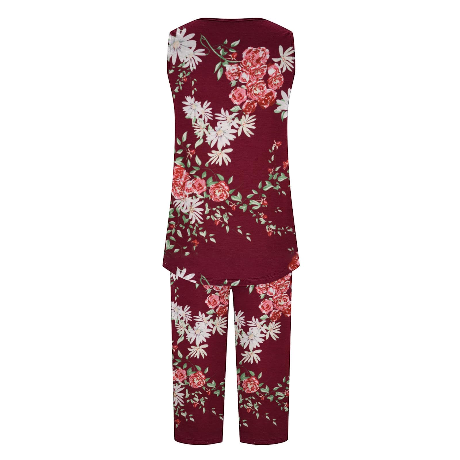 Women's Sleeveless Pajama Set with Pockets - Comfy Capri Sleepwear for Lounge & Travel