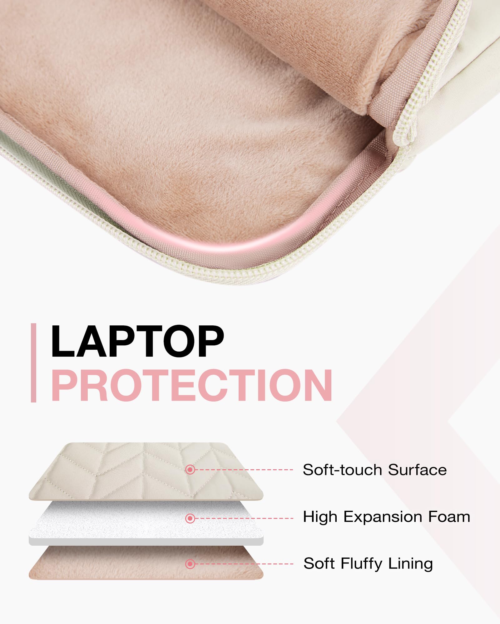 BAGSMART 15-16 Inch Laptop Sleeve with Handle - Puffy Padded Protective Case for MacBook Air 15.6