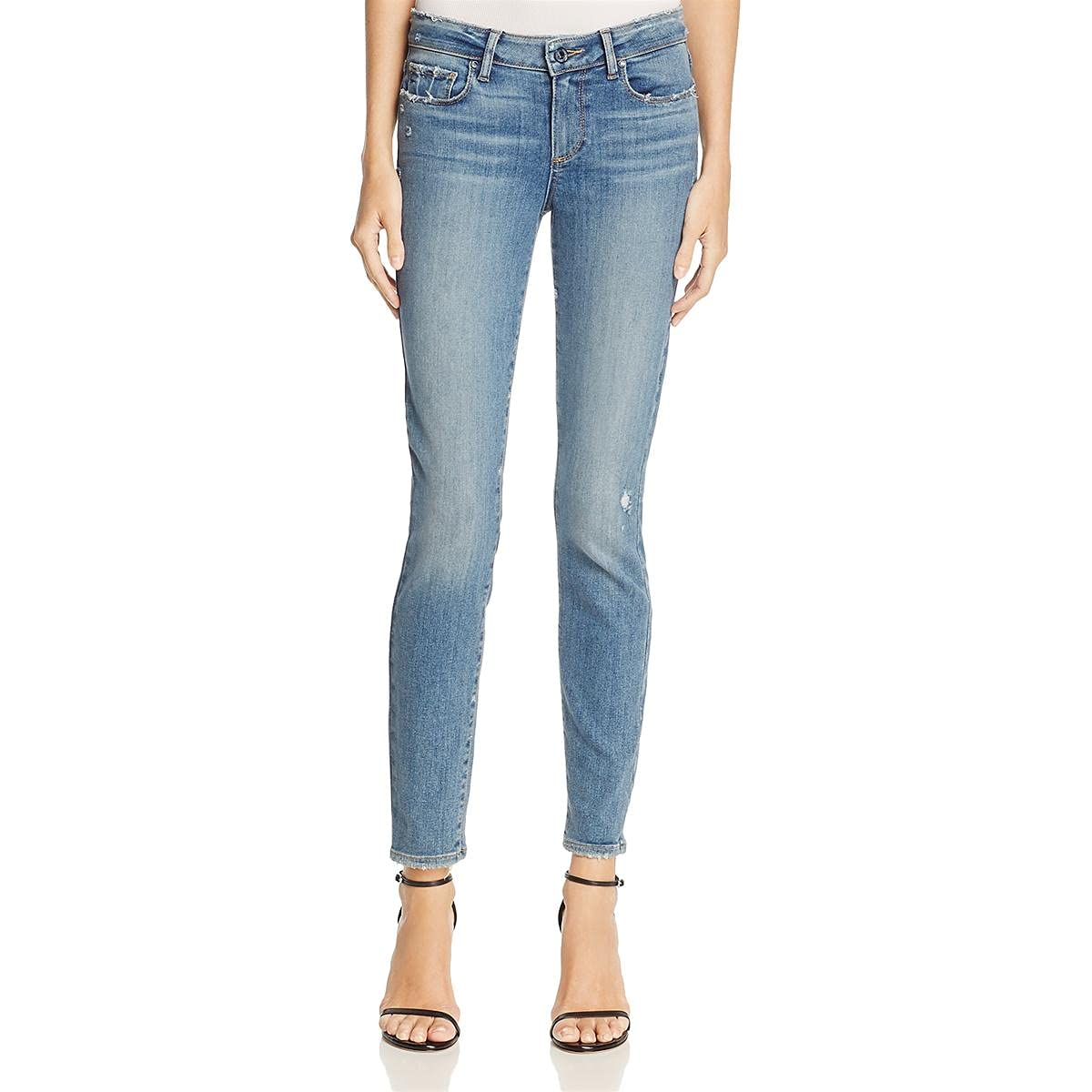 PAIGE Women's Distressed Crop Skinny Jeans - High Waist Stretch Denim Pants for Casual Outfits & Street Style | Perfect for Everyday Wear, Date Nights & Weekend Looks