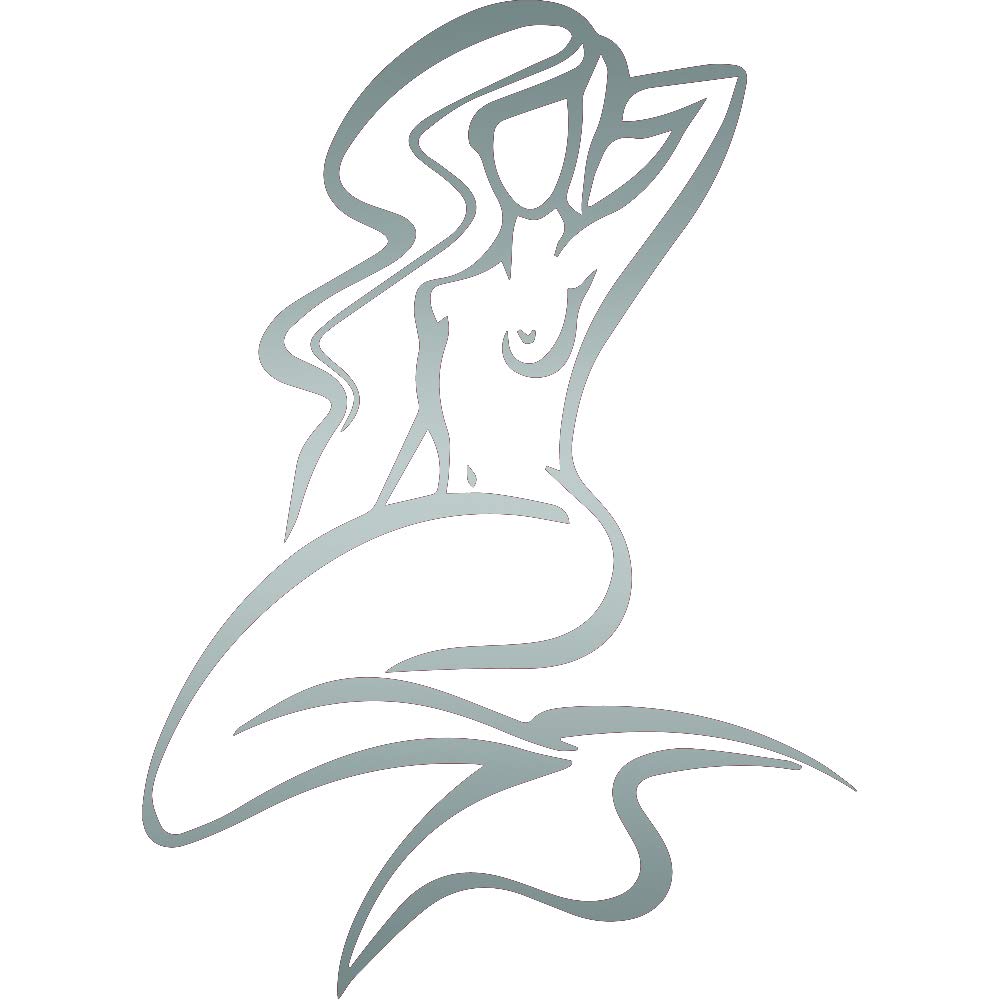Premium Waterproof Vinyl Decal Stickers (Set of 2) - Mermaid Design in Metallic Silver for Laptop, Phone, Helmet, Car Window, Bumper, Mug, Cup, Door & Wall Decoration | Perfect for DIY Crafts, Home Decor & Personalizing Accessories