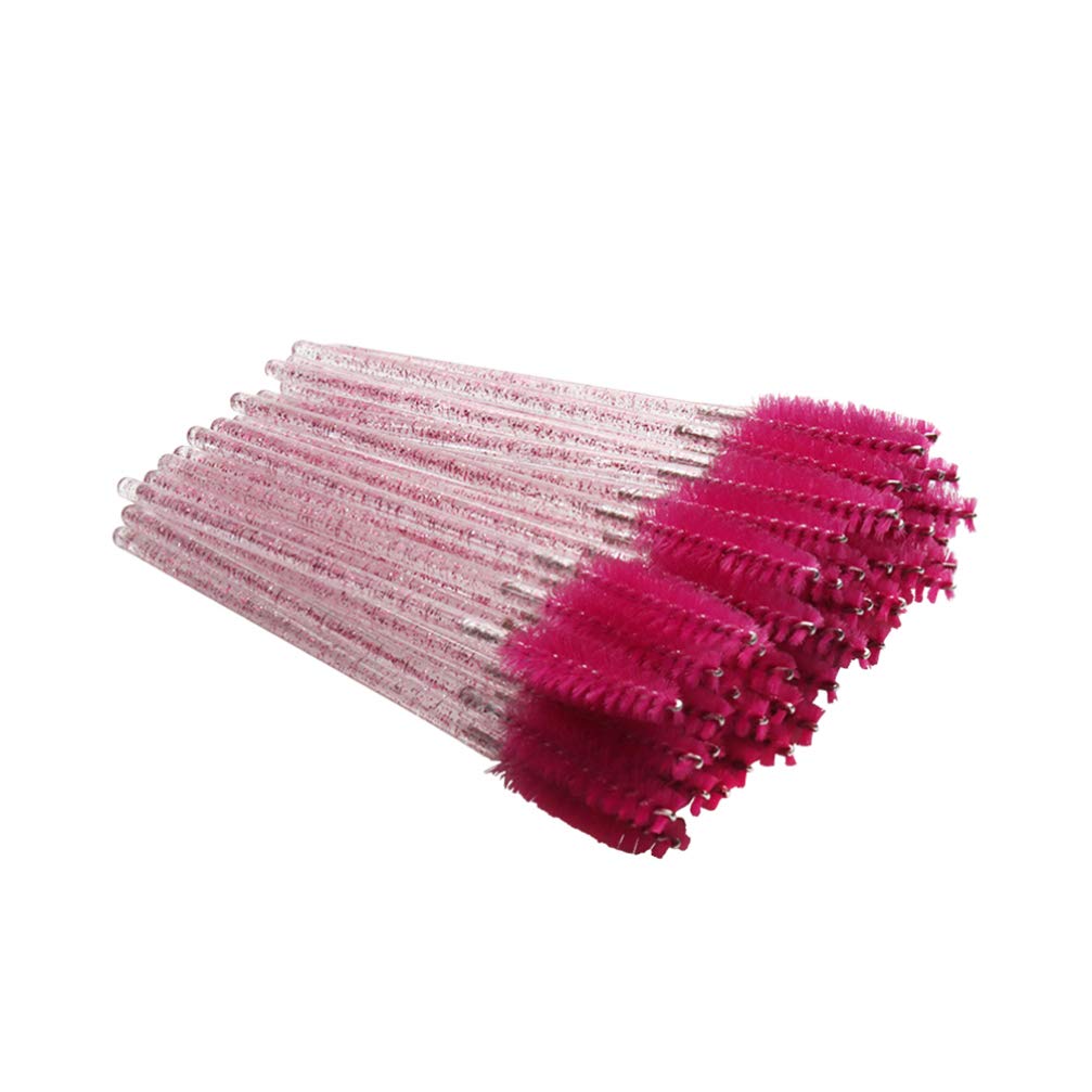Minkissy 100pcs Disposable Lip Gloss Applicator & Eyelash Brushes with Crystal Rod - Mascara Wands for Lengthening, Makeup Brush Kit (Rosy) | Perfect for Salon, Home Use & Professional Makeup Artists