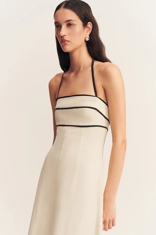 Billie Contrast Panelled Midi Dress for Women | Flattering A-Line Summer Dress | Perfect for Brunch, Weddings & Office Wear