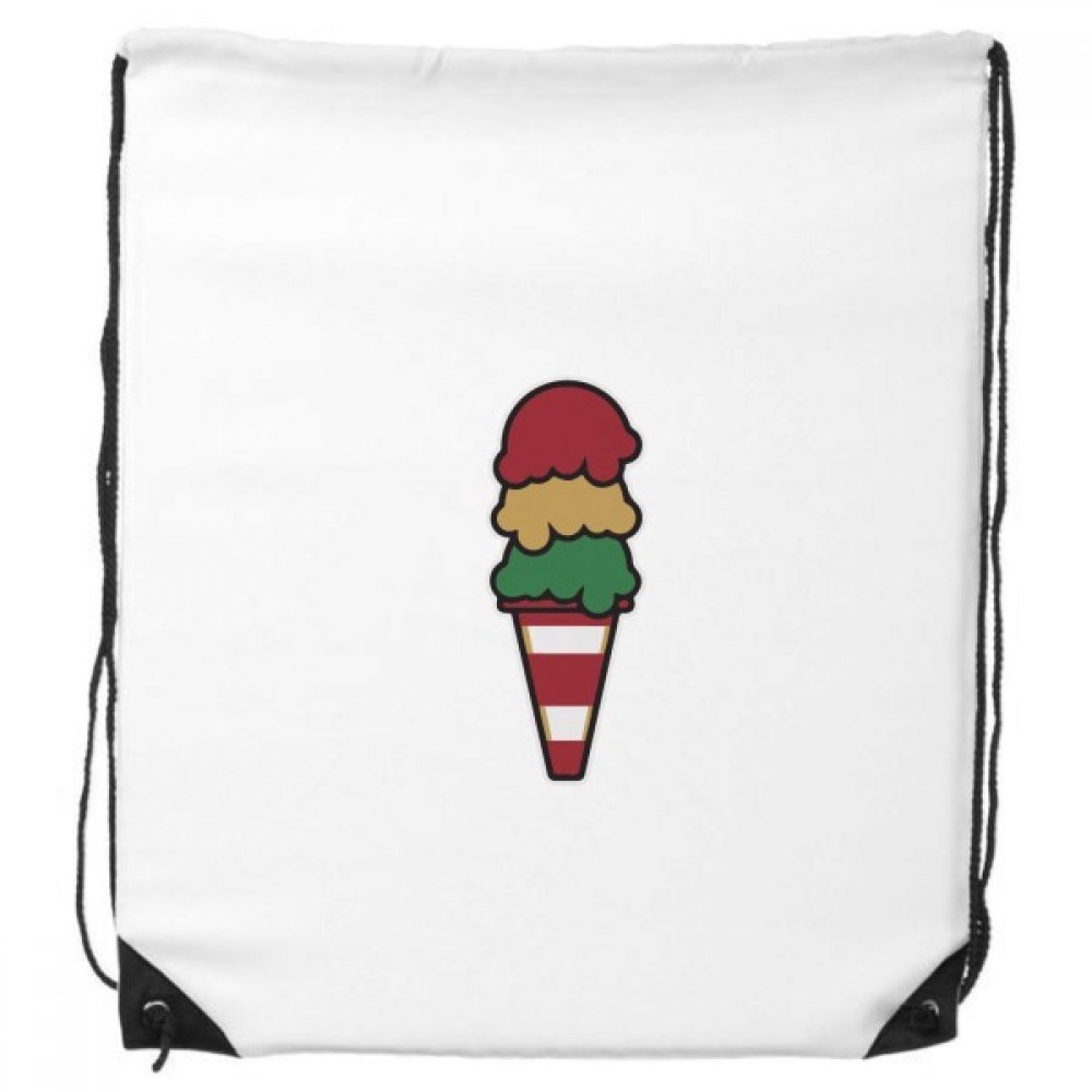 DIYthinker 3-Layer Sweet Ice Cream Print Drawstring Backpack - Lightweight Sports Gym Bag for Women & Teens - Perfect Gift for School, Travel, and Shopping