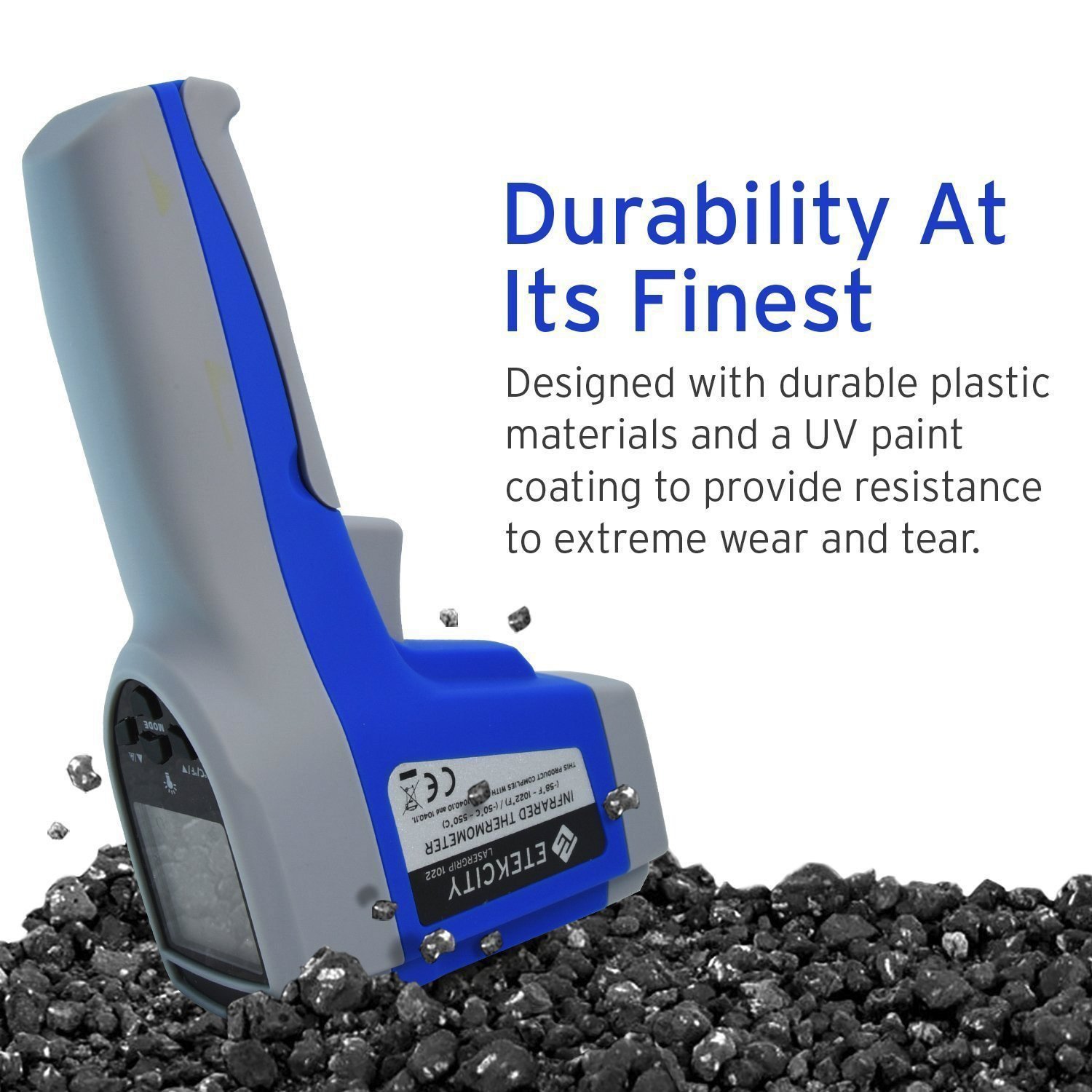 Etekcity Infrared Thermometer Gun -58°F to 1022°F (-50°C to 550°C) with Adjustable Emissivity, Non-Contact Digital Laser Temperature Gun for Cooking, HVAC, Automotive, Industrial Use - Perfect for Grilling, Meat, Refrigerator, Pool and Oven Temperature Monitoring (Blue)
