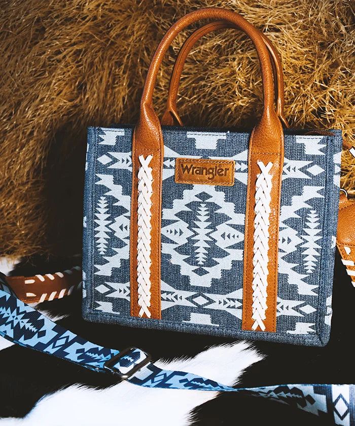 Wrangler Aztec Print Tote Bag Set - Stylish & Durable Cotton Tote Bags for Women - Perfect for Shopping, Beach, Travel & Everyday Use