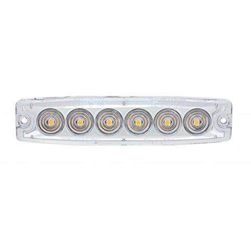 United Pacific 36683B 6 High Power LED Super Thin Amber Warning Light with Clear Lens - Ultra Bright Emergency Strobe Light for Trucks, Emergency Vehicles, Construction & Off-Road Safety