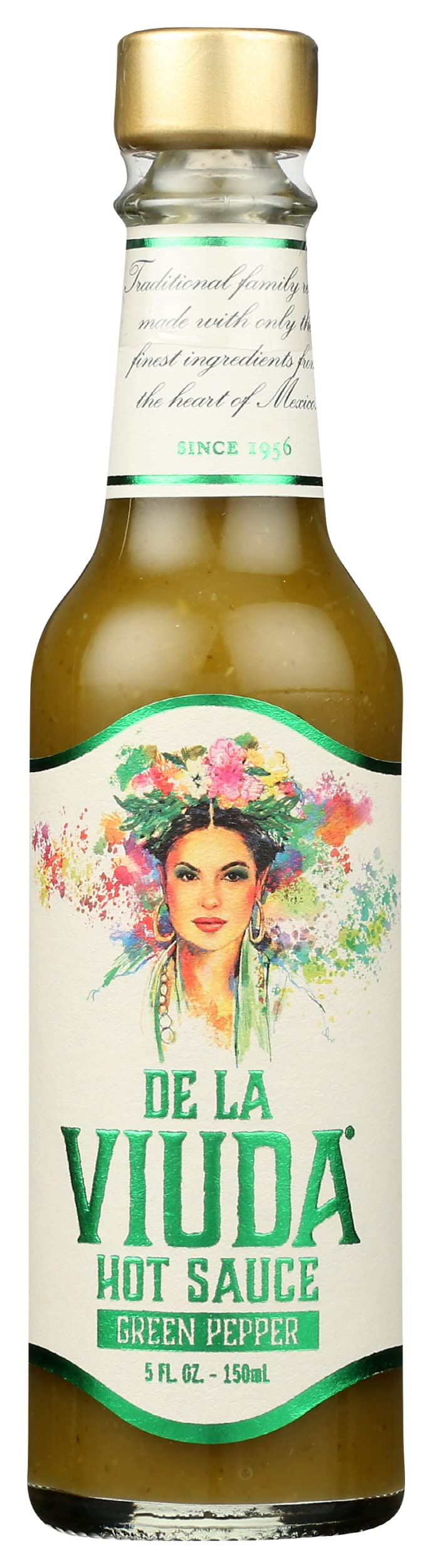De La Viuda Green Pepper Hot Sauce - Vegan, Gluten-Free, 5oz (Pack of 6) | Spicy Condiment for Tacos, Wings & Mexican Cuisine