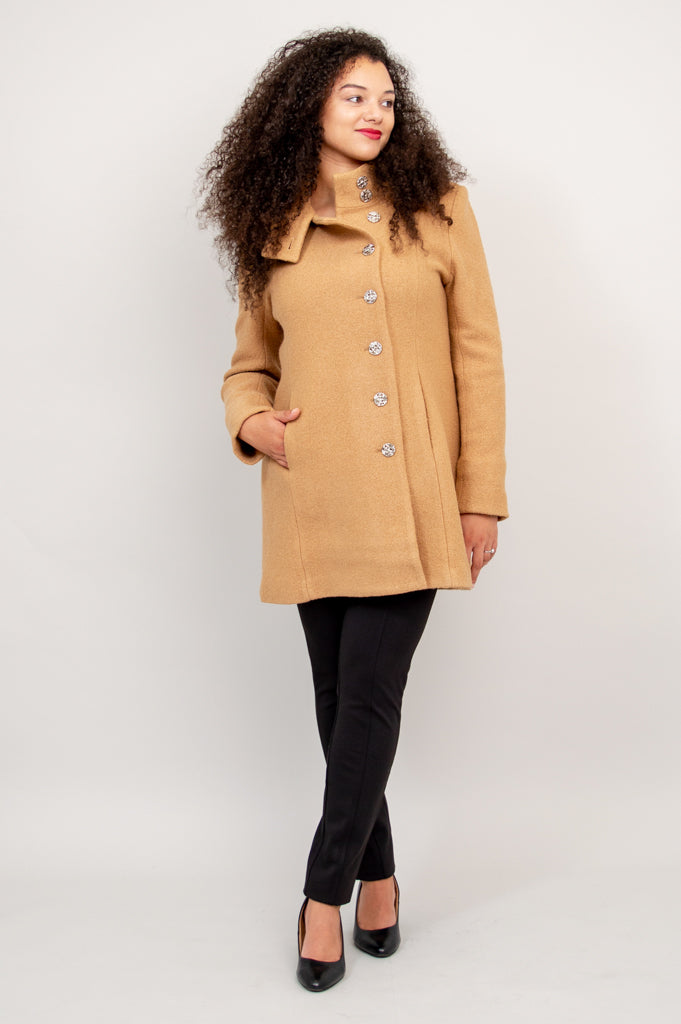 Premium Beige Wool Keston Coat for Women - Warm Winter Overcoat for Office, Dating & Outdoor Activities