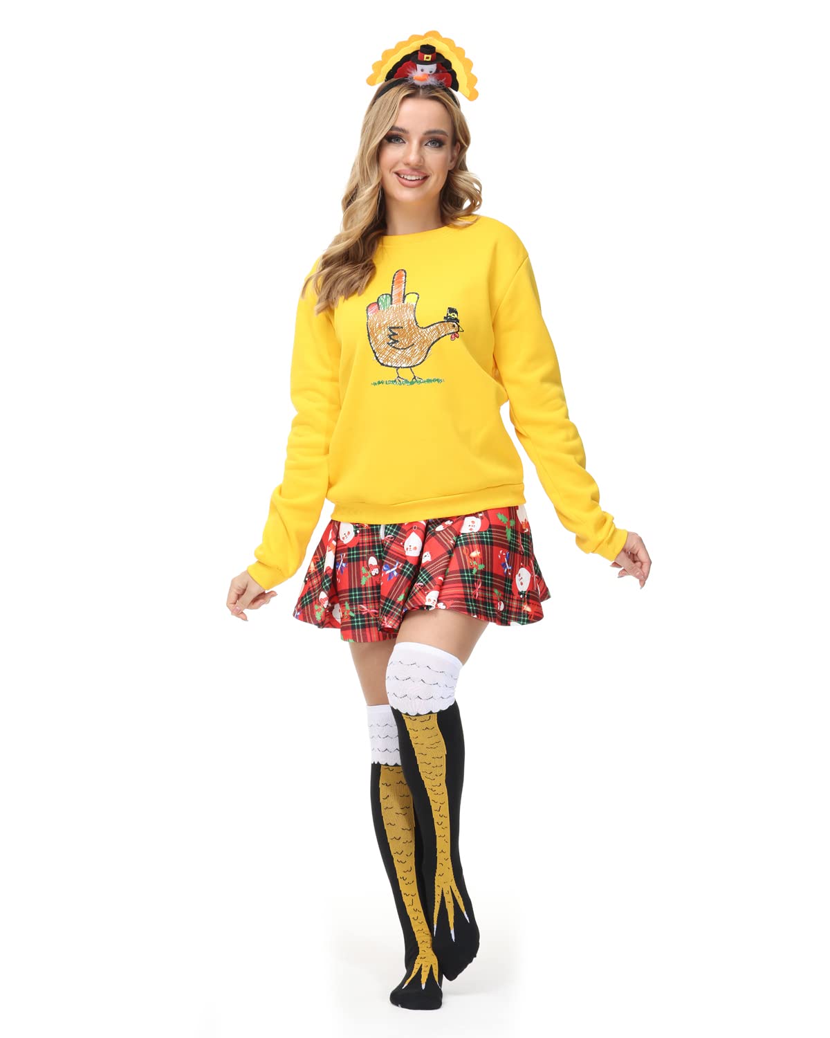 2-Pack Funny Chicken Leg Knee-High Socks for Women & Men - Novelty Crazy Turkey Socks - Perfect for Thanksgiving, Costume Parties & Unique Gifts