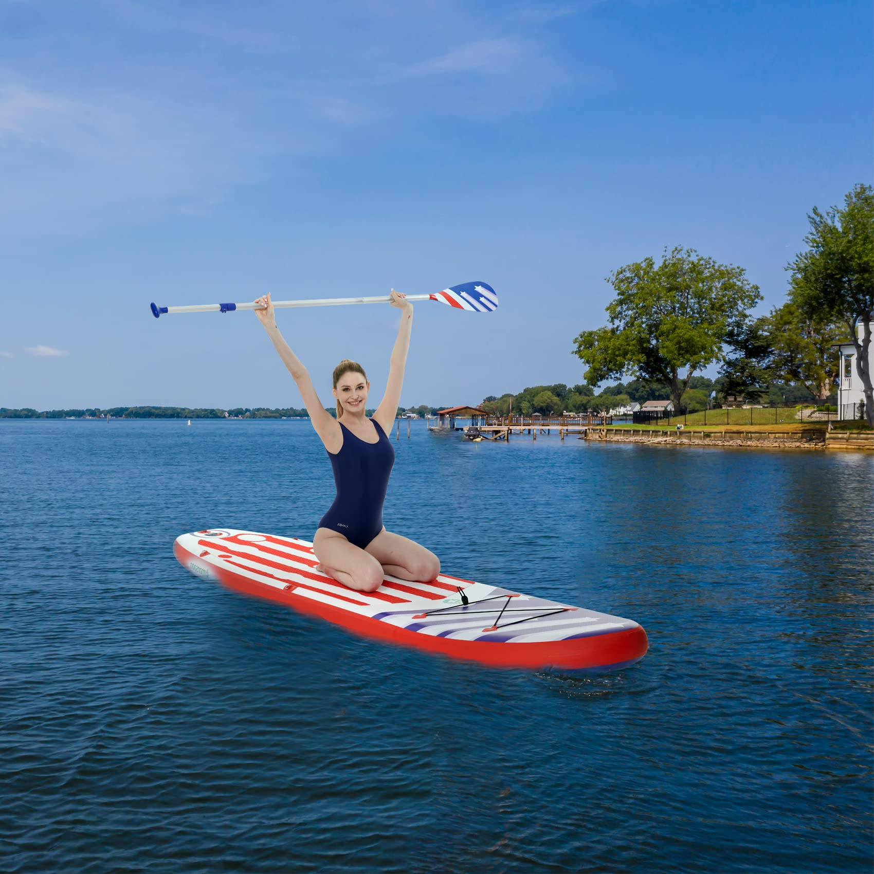 Monsoon Inflatable Stand Up Paddle Board (SUP) with Premium Accessories & Carry Bag - Lightweight, Durable for Lakes, Rivers & Ocean Paddling - Perfect for Yoga, Fishing & Family Water Adventures