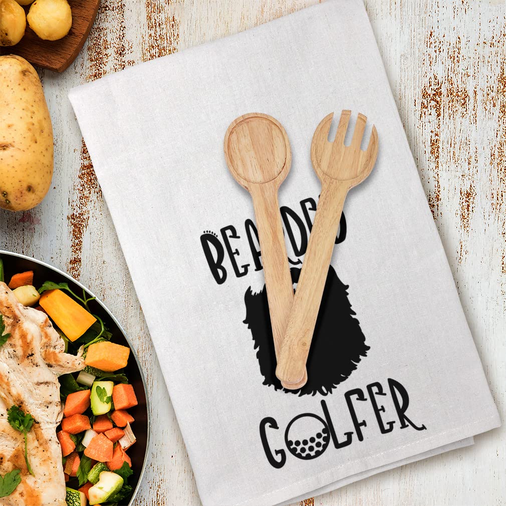 Stylish Printed Kitchen Towels - Bearded Golfer Design Dish Cloths for Mothers Day Gifts & Golf Cleaning Supplies | Perfect for Kitchen Decor, Golf Lover Gifts & Dish Drying