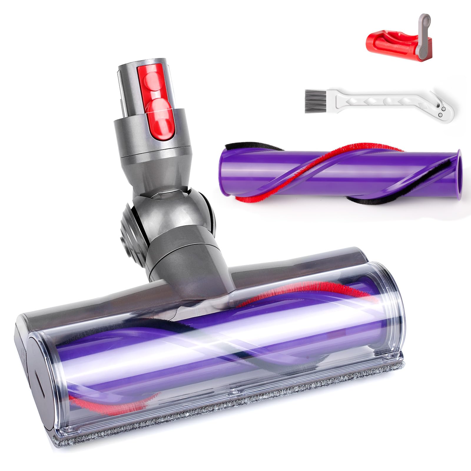 Dyson V8 V10 V11 V15 SV10 SV12 SV14 Vacuum Cleaner Replacement Parts - Quick Release Motorhead Cleaner & Roller Brush Kit | Compatible Accessories for Pet Hair, Hard Floors & Carpets