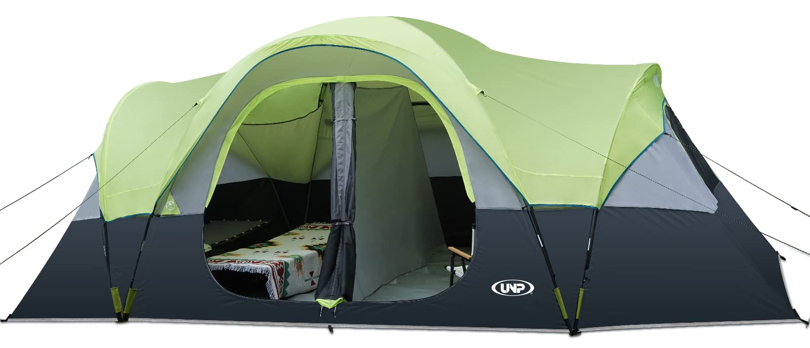 UNP 10-Person Family Camping Tent - Large Easy Setup, 2 Room, Waterproof & Weather Resistant for Outdoor Adventures - 18ft x 9ft x78in with 5 Mesh Windows - Perfect for Camping, Backpacking, Music Festivals, and Family Gatherings