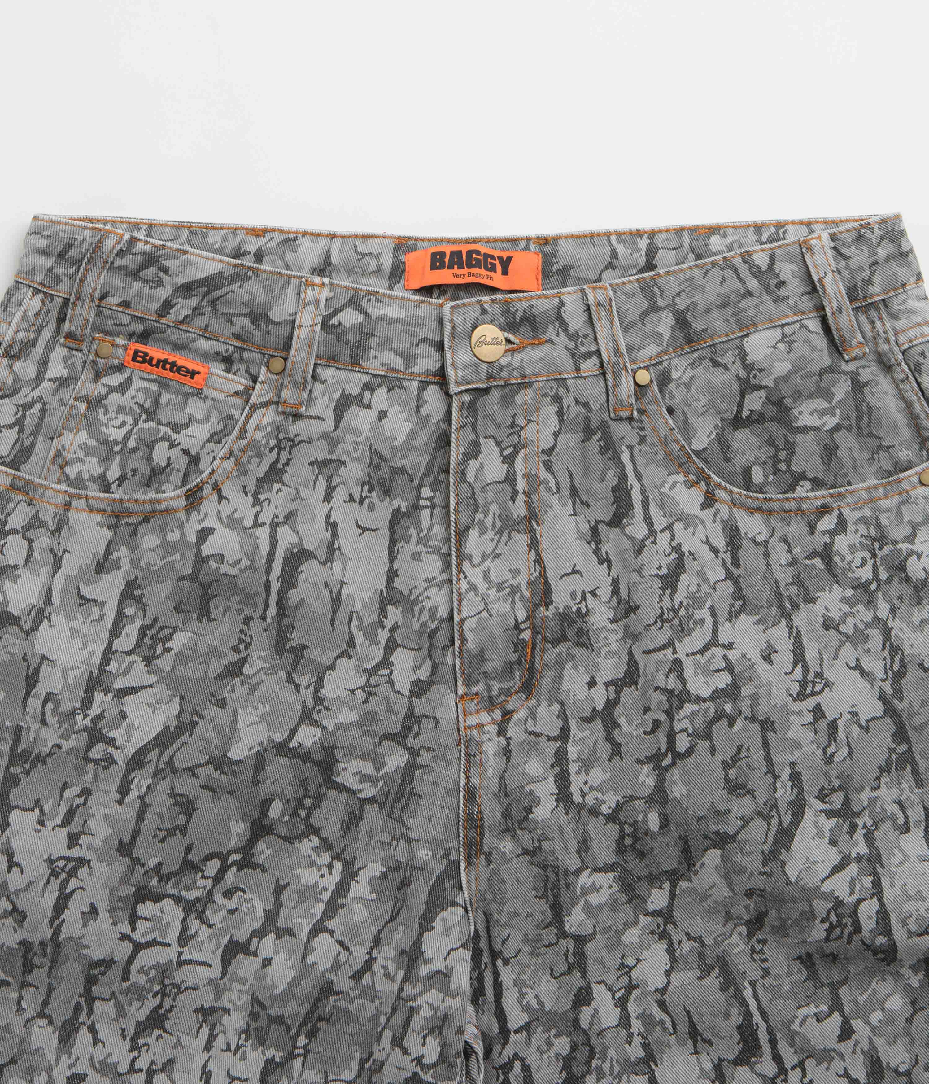 Butter Goods Bark Camo Jeans for Men - Black Camouflage Denim Pants | Streetwear Fashion, Urban Style, Casual Wear for Daily Outfits and Night Out