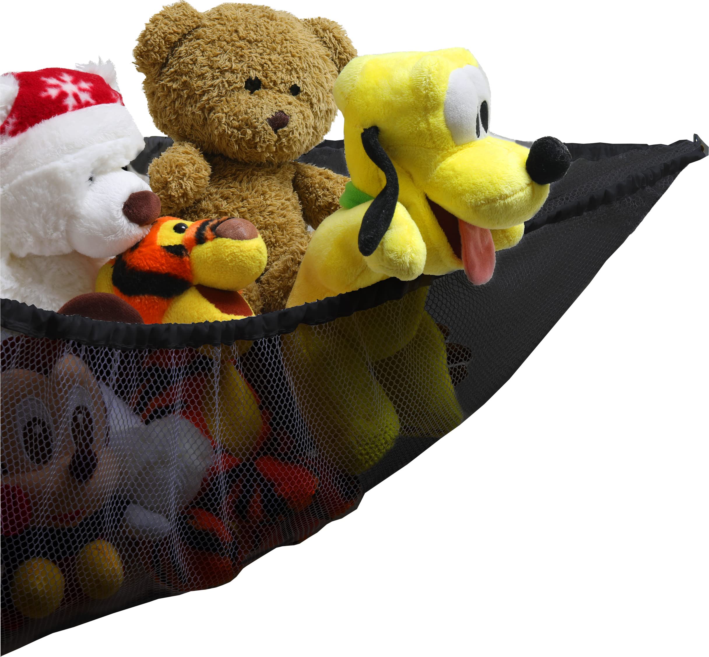 2 Pack Stuffed Animal Hammock for Kids - Corner Hanging Toy Storage Organizer for Bedroom & Nursery - Soft Fabric Toy Net Holder (Black) - Perfect for Storing Plush Toys, Dolls & Stuffed Animals in Small Spaces