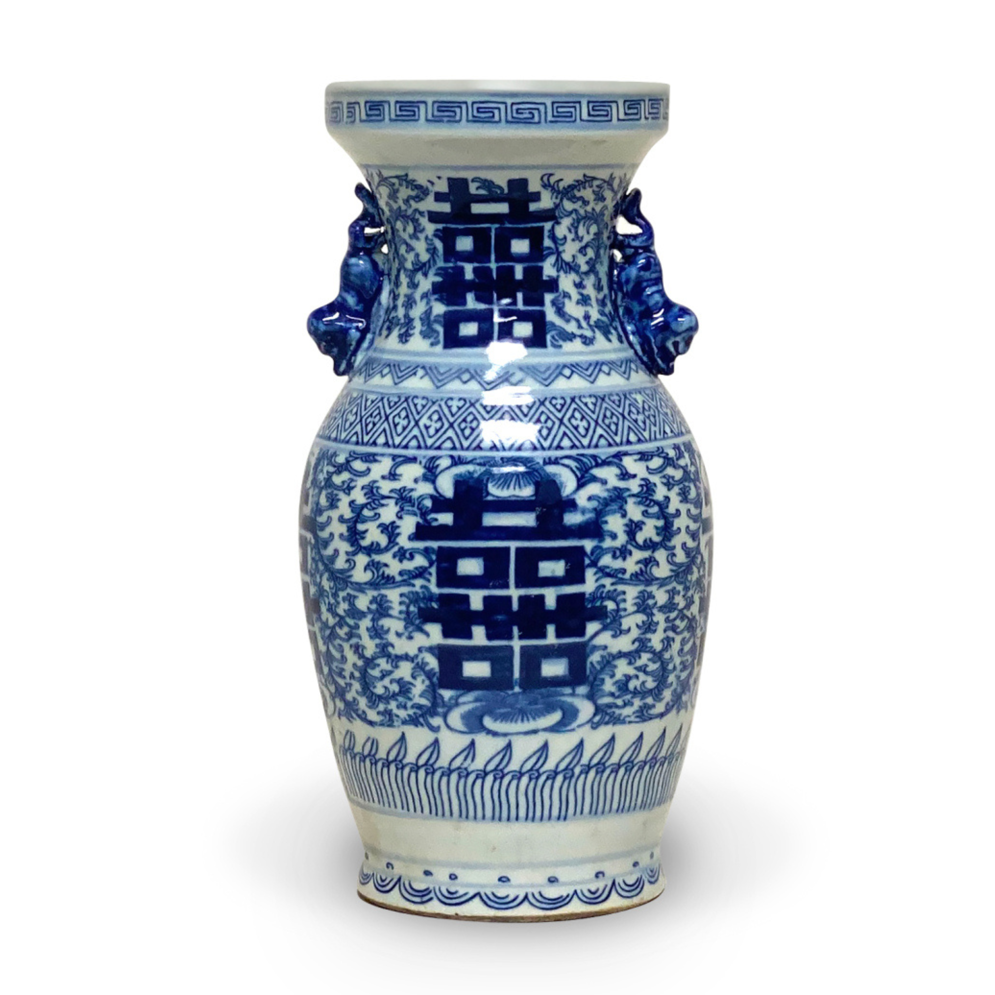 Blue & White Double Happiness Ceramic Jar with Handles - Vintage Chinese Wedding Decor, Home Storage Container for Tea, Candy & Kitchen Essentials
