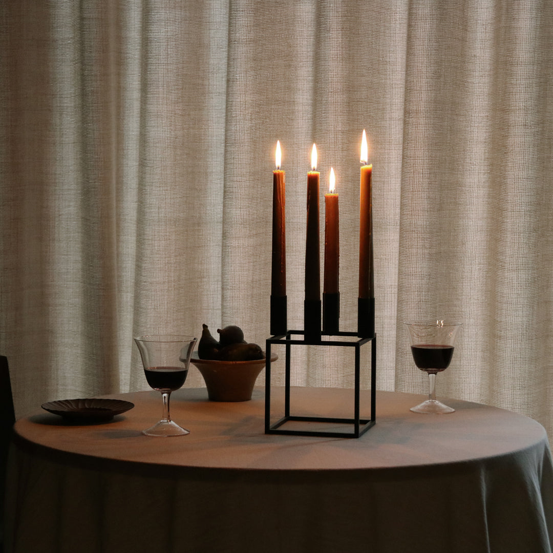 Kubus 4 Modern Candle Holders - Elegant Glass Tealight Centerpiece for Home Decor, Wedding, Dining Table & Romantic Ambiance