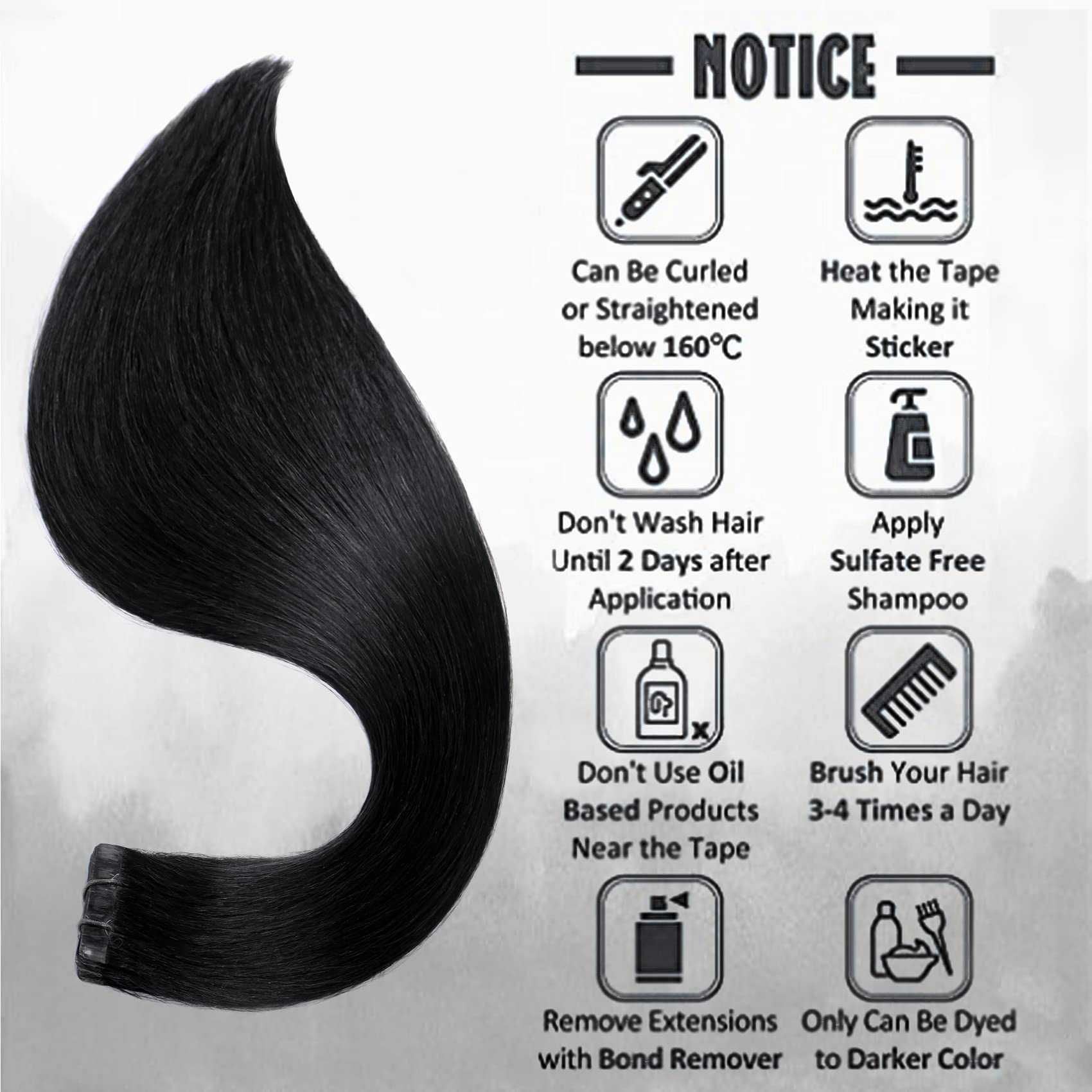 Premium 100% Remy Human Tape in Hair Extensions - Jet Black, 18 Inch, 20pcs (40g) - Natural Straight Hair Extensions for Women | Perfect for Volume Boost, Styling & Special Occasions