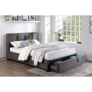 Graphite Full Platform Bed Frame with Storage Footboard - Modern Bedroom Furniture with Underbed Storage for Small Spaces & Apartments