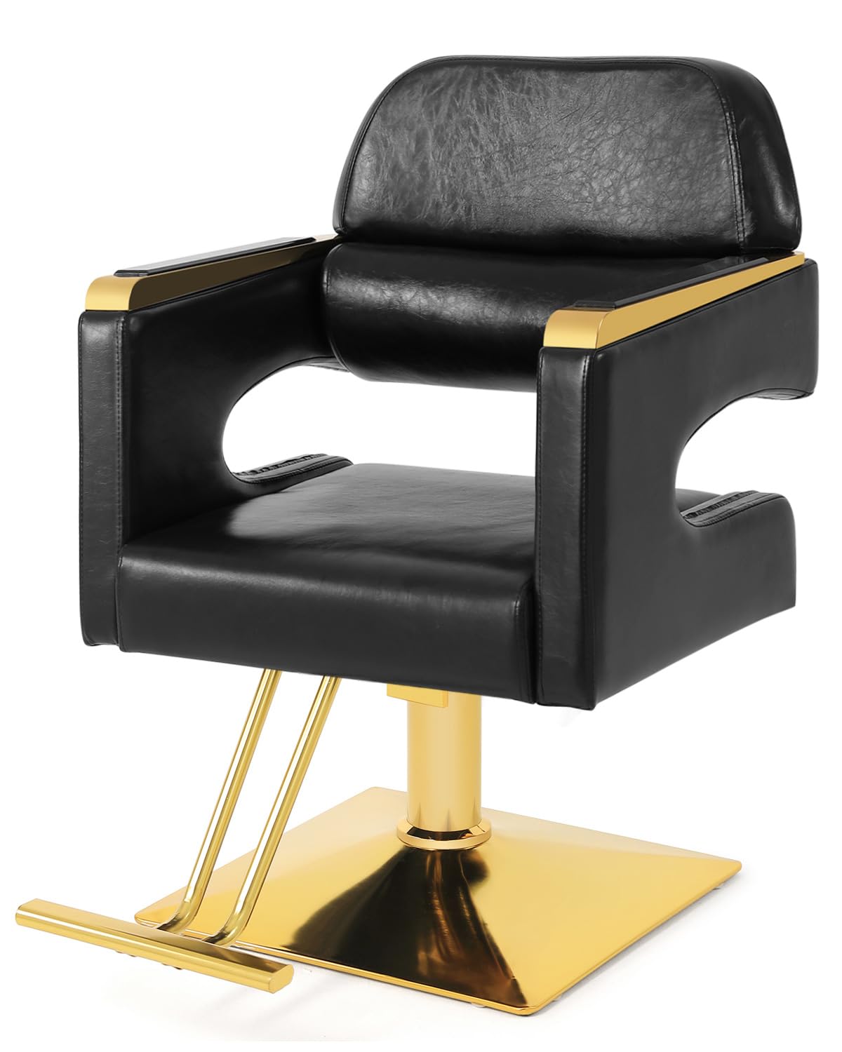 **Professional Hydraulic Salon Chair - 360° Swivel Hair Stylist Chair with Gold Finish, Max Load 330 lbs for Women & Men - Modern & Comfortable Beauty Equipment for Salon, Spa & Barber Shop**