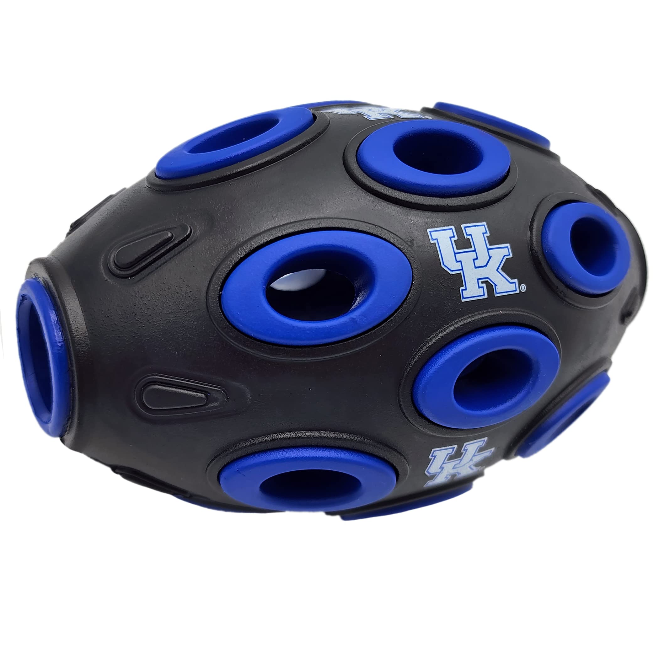 NCAA Kentucky Wildcats Football Dog Treat Dispensing Toy - Interactive Rubber Ball for Dogs & Cats - Natural Rubber Pet Feeding Toy (KY-3622) - Perfect for Training, Playtime & Mental Stimulation