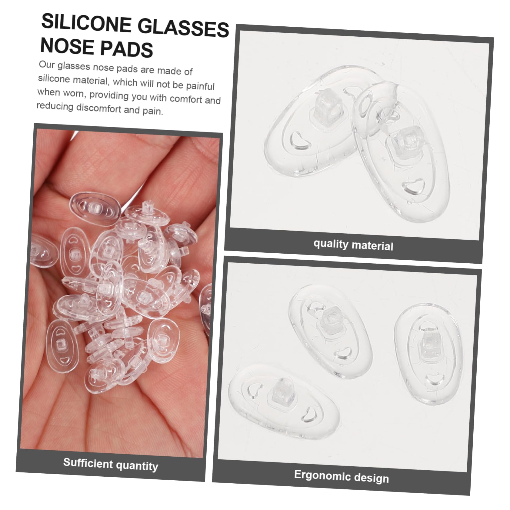 SOLUSTRE 100 Pack Silicone Nose Pads for Glasses & Sunglasses - Soft Replacement Nose Pads for Eyewear Frames - Anti-Slip Comfort Nose Cushions (White) - Perfect for Reading, Driving & Daily Wear