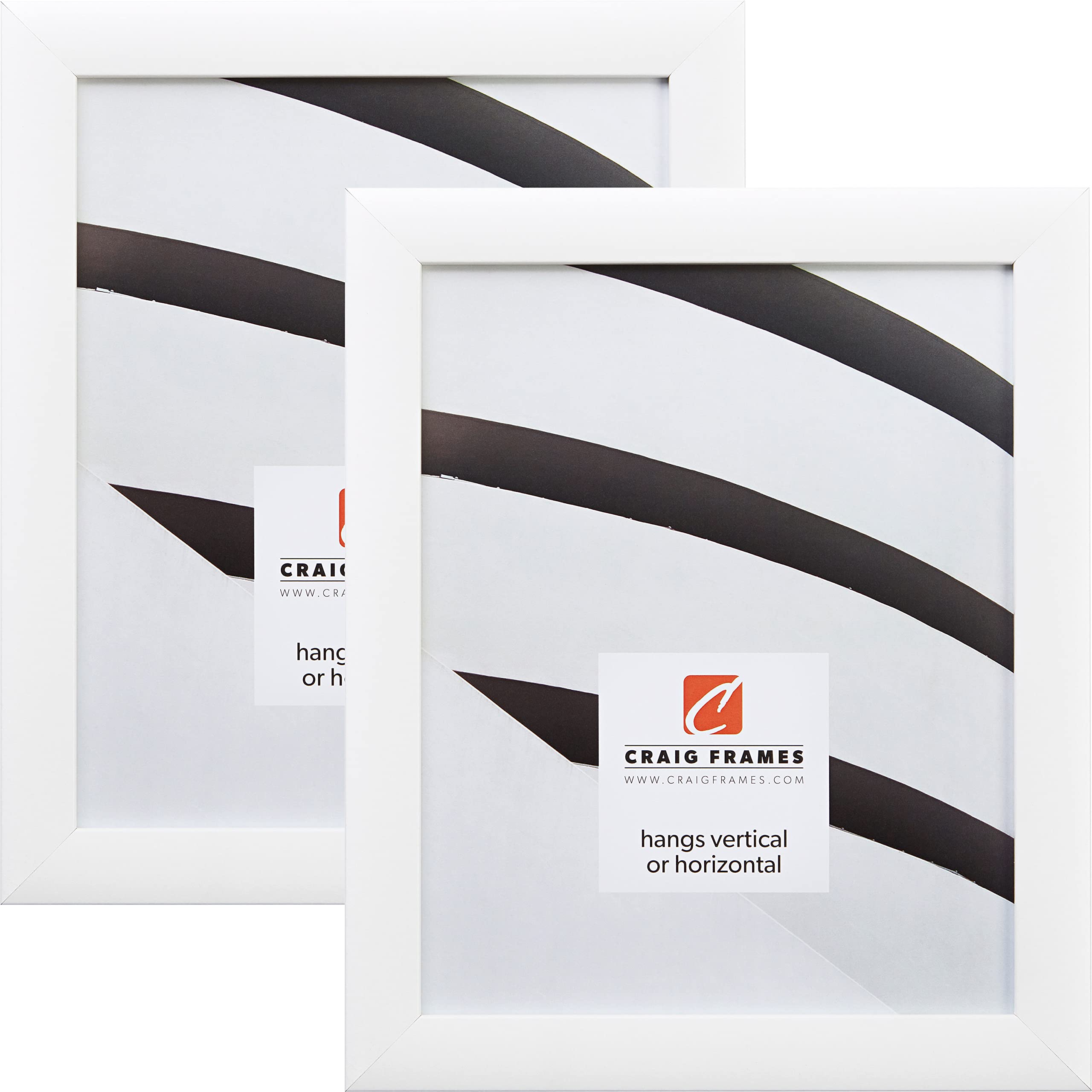 Craig Frames 8x12 Inch White Picture Frame Set of 2 - Perfect for Wall Decor, Photo Displays & Home Office Decorations