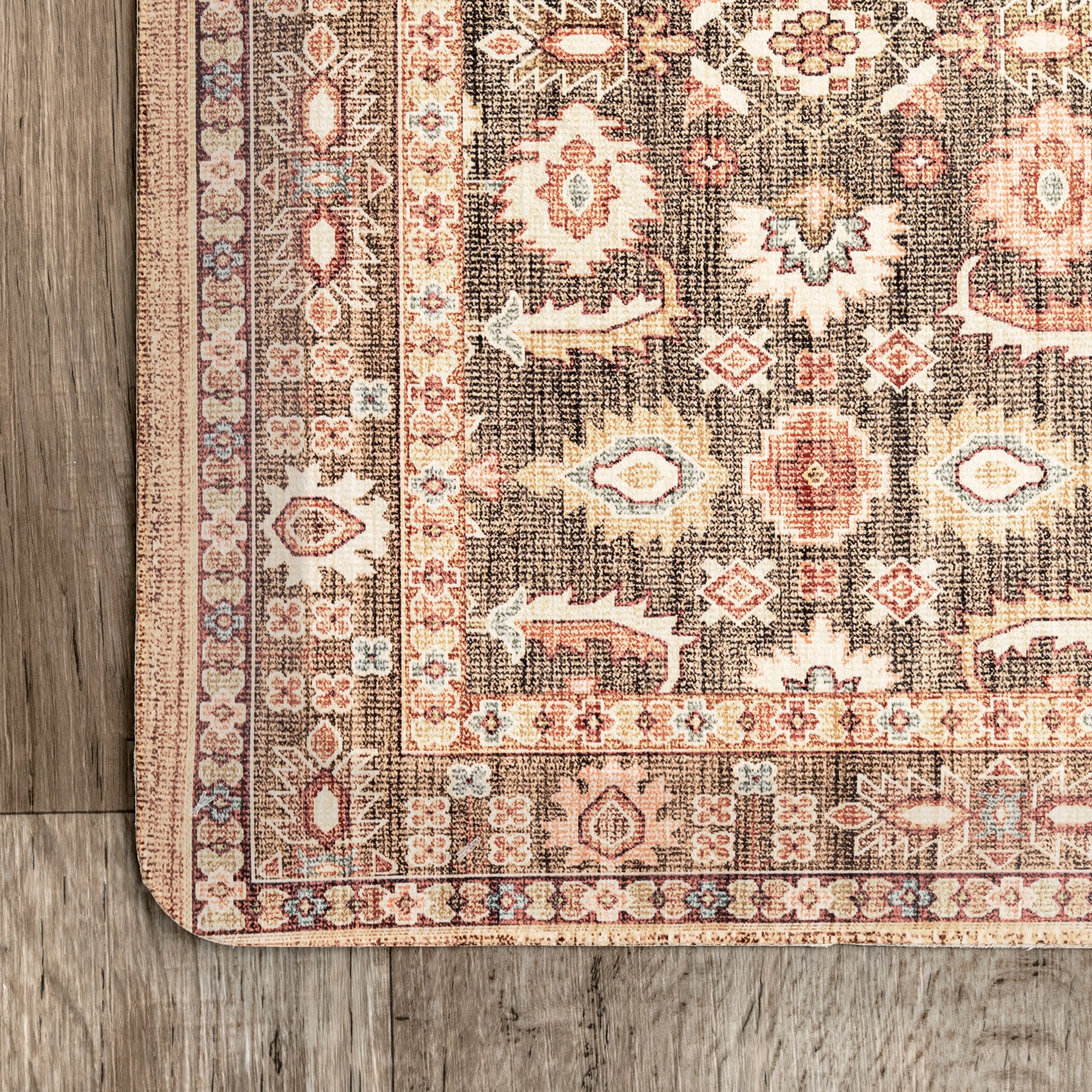 Premium Antique Floral Anti-Fatigue Kitchen Mat - Beige Comfort Floor Cushion for Standing Work, Home Office & Salon Use