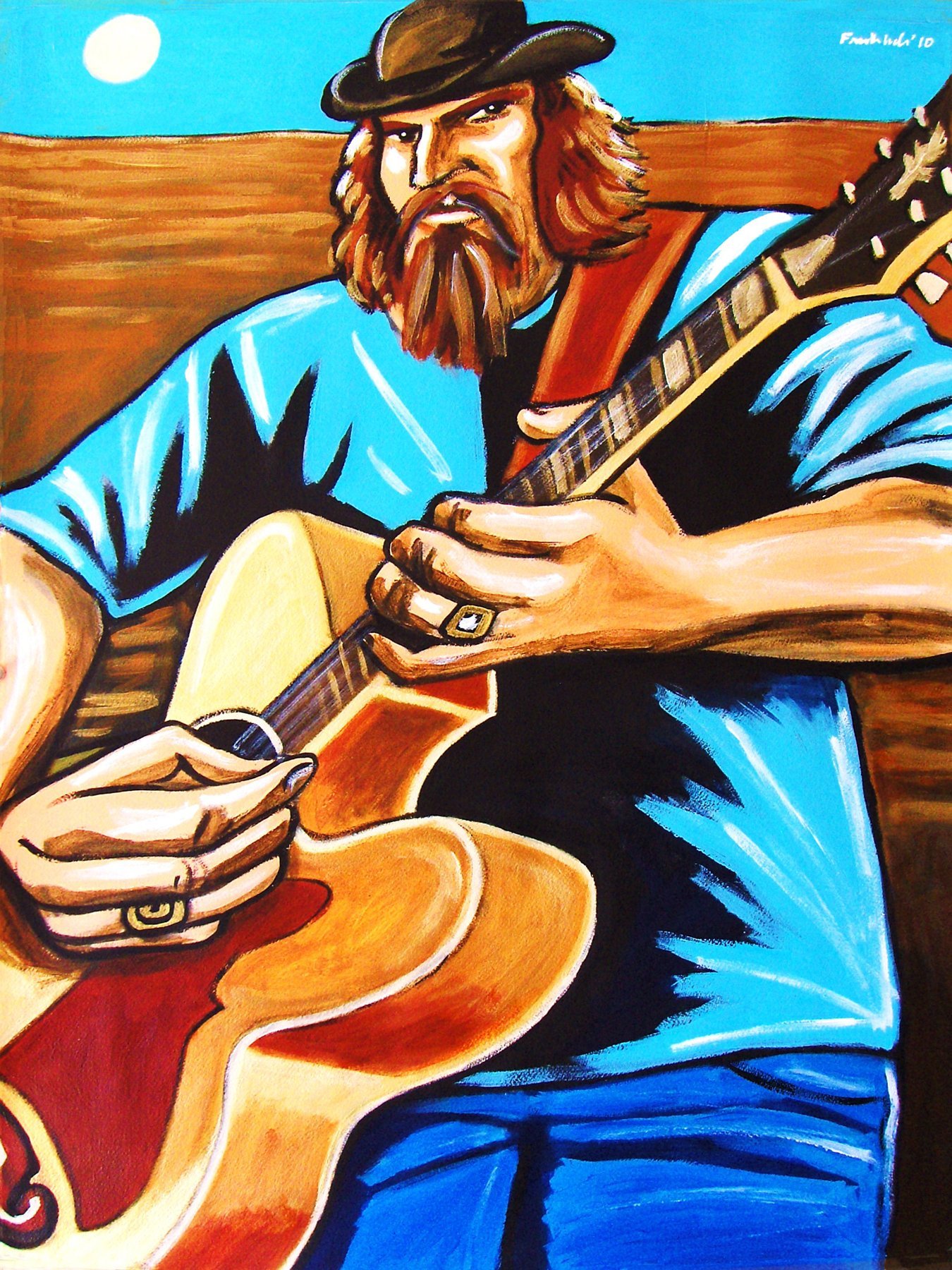 Jamey Johnson Original Painting - Man Cave Art Decor - Gibson Jumbo Guitar Wall Art - CD Record Album Vinyl LP Collector's Item - 'That Lonesome Song' & 'You Are My Sunshine' Music Memorabilia - Perfect for Country Music Fans, Home Studios & Western-Themed Rooms