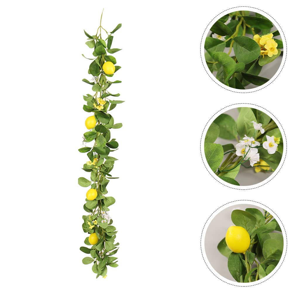 Bestoyard Artificial Lemon Garland - Faux Lemon Wreath with Green Leaves for Wedding, Spring & Home Decor - Yellow Silk Flower Branch for Door Hanging, Table Centerpiece & Wall Decoration