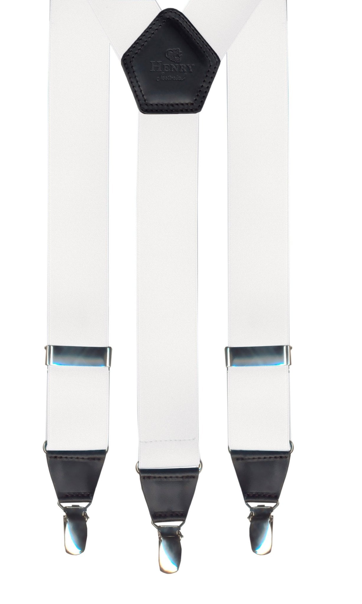 HENERY SARTORIAL x LEYVA Adjustable White Suspenders with Metal Clips - Classic Dress Accessory for Men's Formal Wear & Vintage Style Outfits