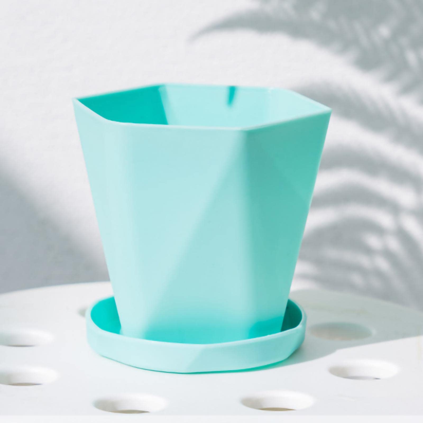 Geometric Nordic Minimalist White Thickened Plastic Resin Flower Pot for Succulents, Green Radish & Indoor Plants - Perfect for Home Decor, Balcony & Office Spaces