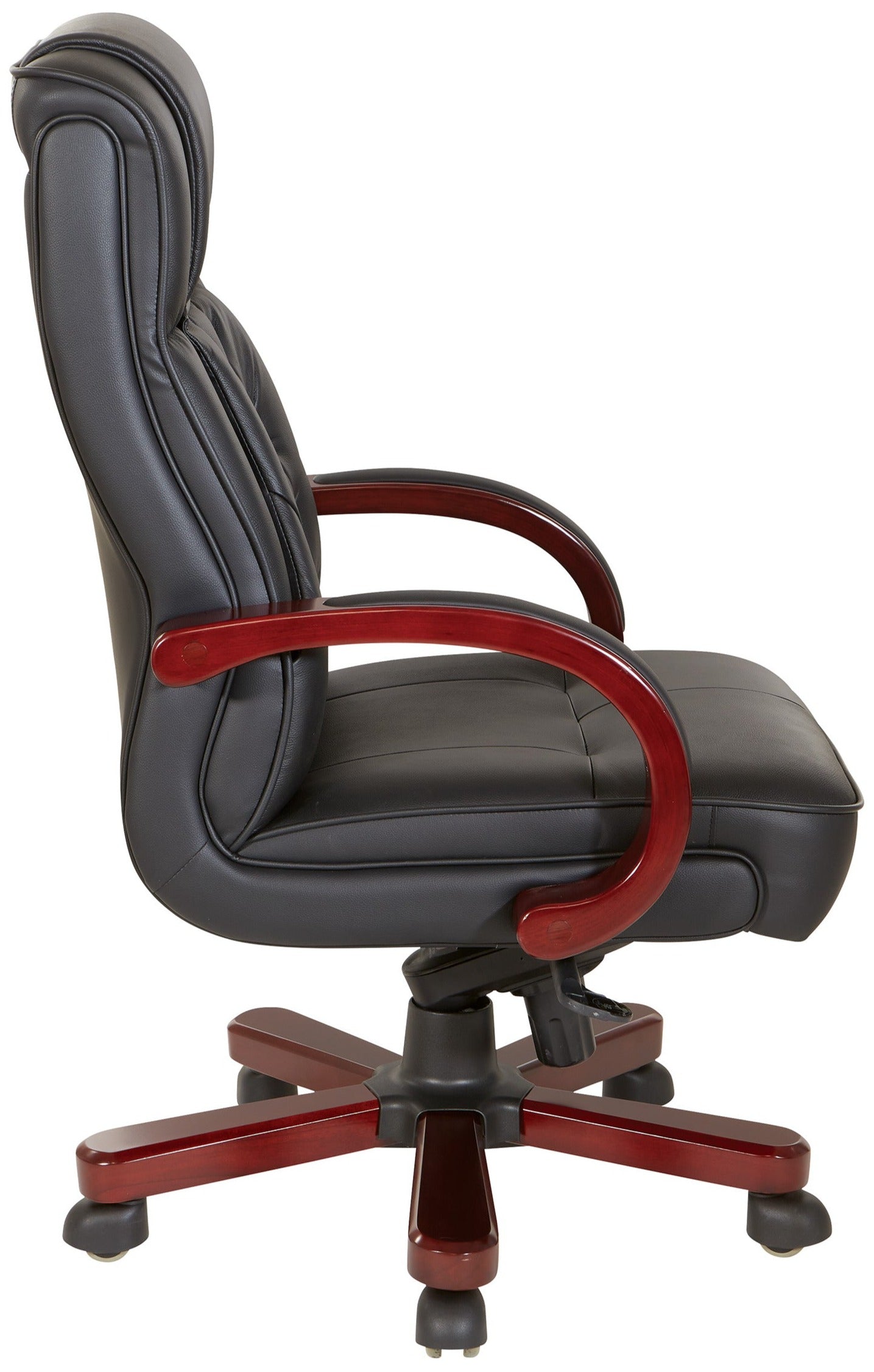 Premium Office Star Genuine Leather Executive Chair with Royal Cherry Finish - Ergonomic High Back Swivel Chair for Home Office & Corporate Workspaces [TWN300L] - Perfect for CEOs, Managers & Professionals Seeking Comfort & Style