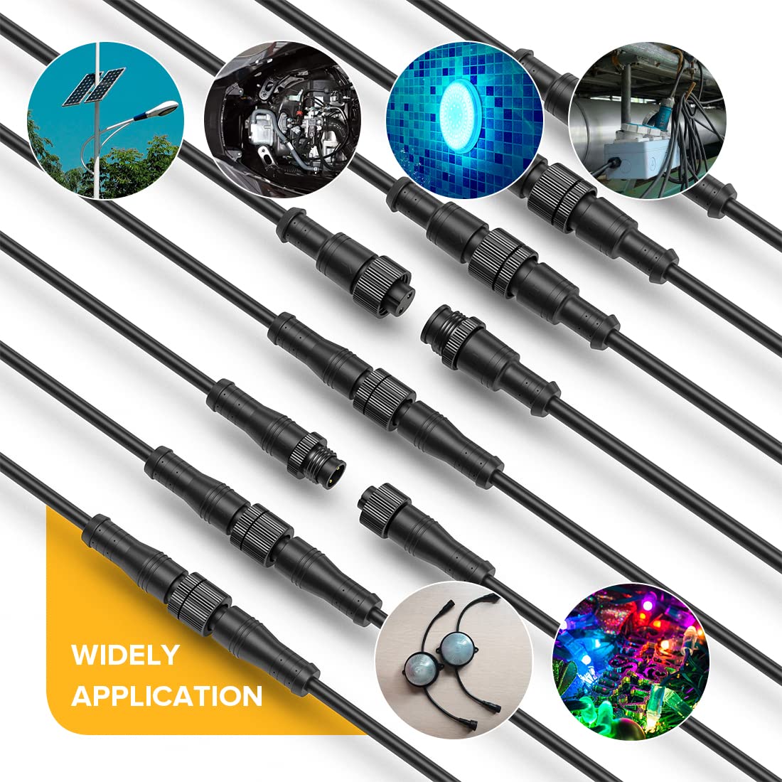 BTF-LIGHTING 5 Pin IP68 Waterproof Electrical Connector - 22AWG Male Female Metal Nut Connector with 7.87in/20cm Extension Cable for LED Strip Lights - Perfect for Cars, Trucks, Boats & Indoor/Outdoor Use - Small 15mm Metal Nut Design for Secure Connections