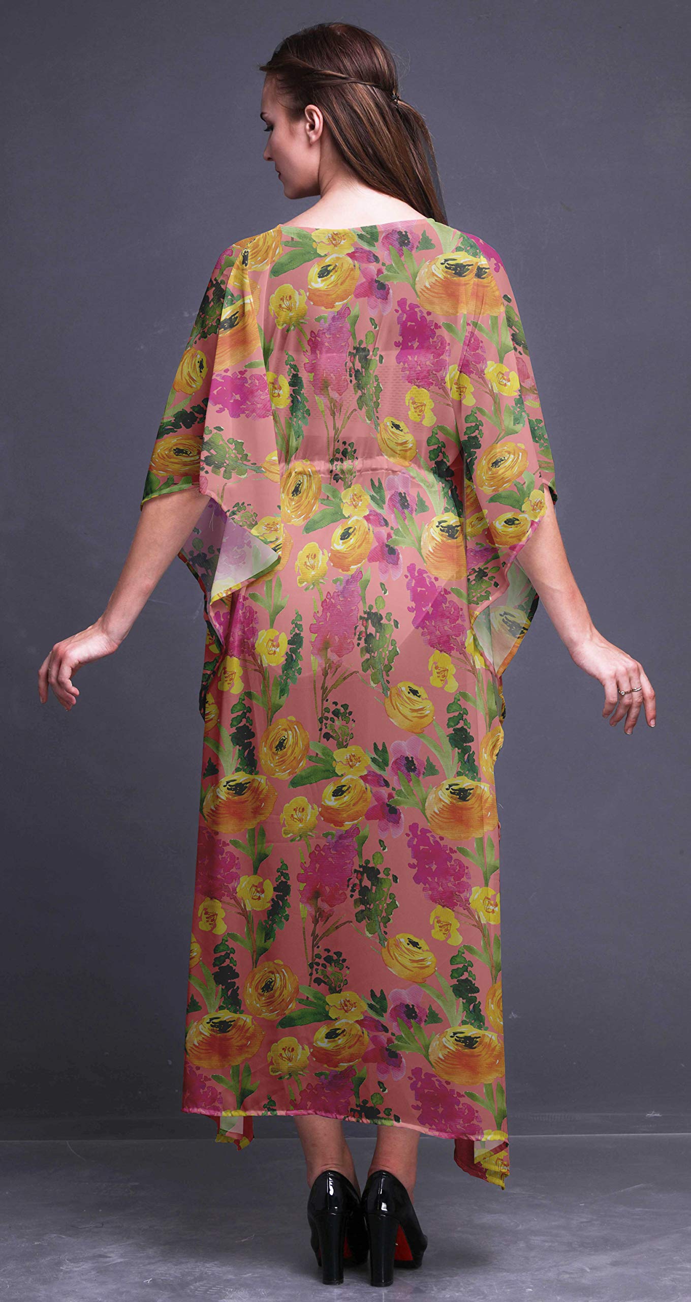 Bimba Beach Kaftan - Women's Flowy Maxi Dress Bikini Cover Up | Long Summer Kimono Caftan for Pool, Beach Vacation & Boho Outfits