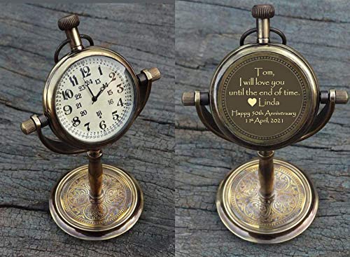 Personalized Anniversary Desk Clock - Silent Non-Ticking Home Decor for Graduation, Wedding, Valentine's Day - Vintage Style Gift for Office, Bedroom & Living Room Decor