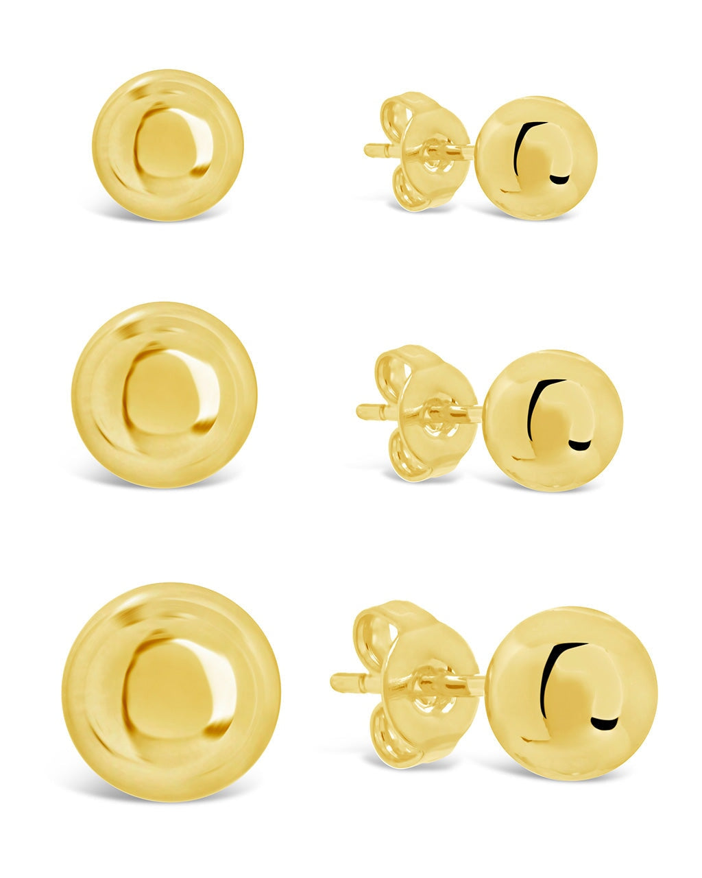 Polished Sphere Stud Earrings Set of 3 - Elegant Stainless Steel Jewelry for Women | Perfect for Everyday Wear, Office & Special Occasions