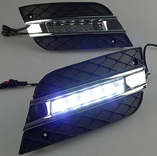 iJDMTOY Xenon White LED Daytime Running Lights for 2009-2011 Mercedes W164 ML-Class (ML350 ML450 ML550 ML63 AMG) - 6 High Power LEDs, OEM Fit DRL Assembly - Perfect for Enhanced Visibility & Safety in Daytime Driving
