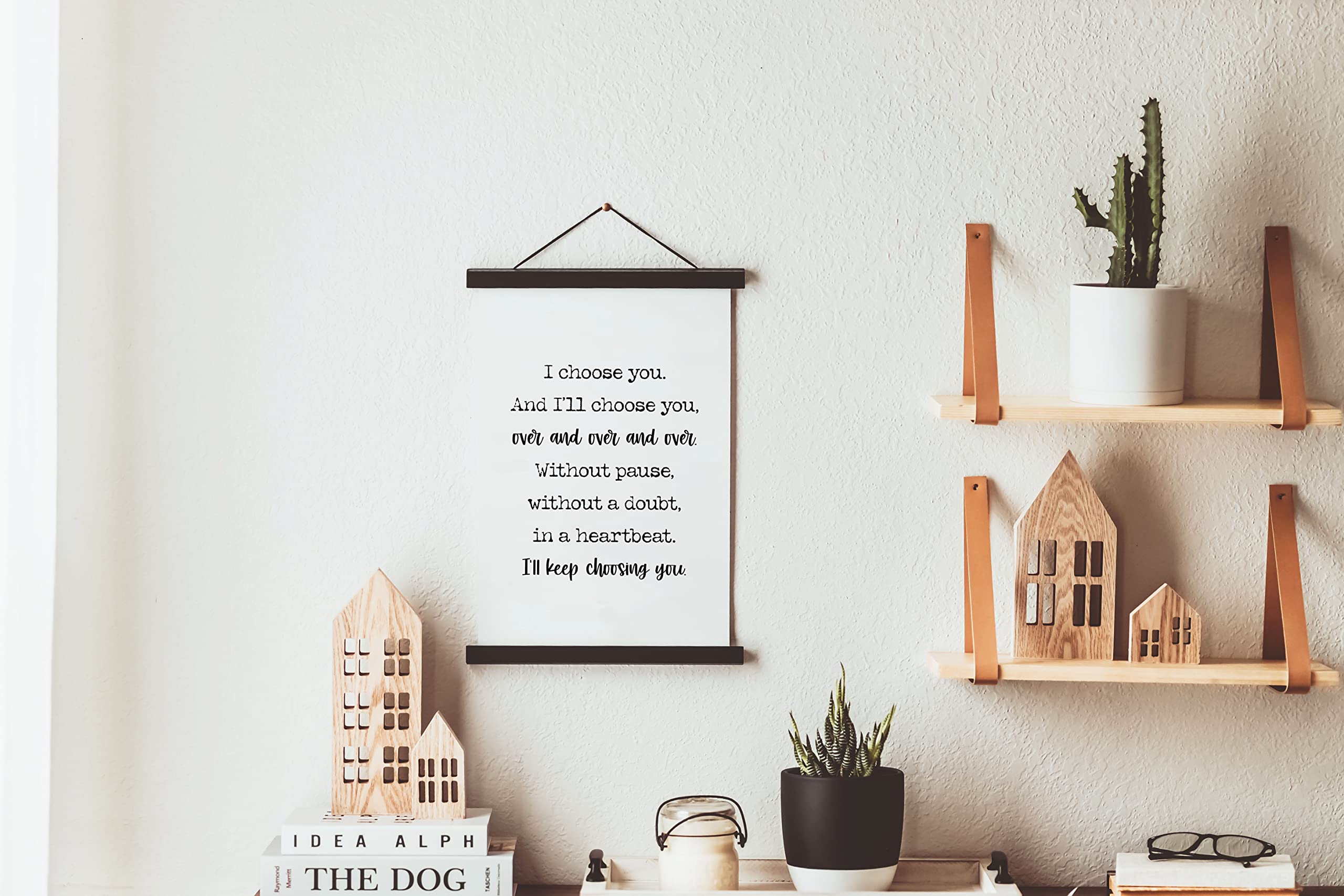 I Choose You Wall Decor - Framed Hanging Canvas Print for Cotton Anniversary Gifts (2nd Year) - Romantic Home Decor for Couples, Bedroom & Living Room